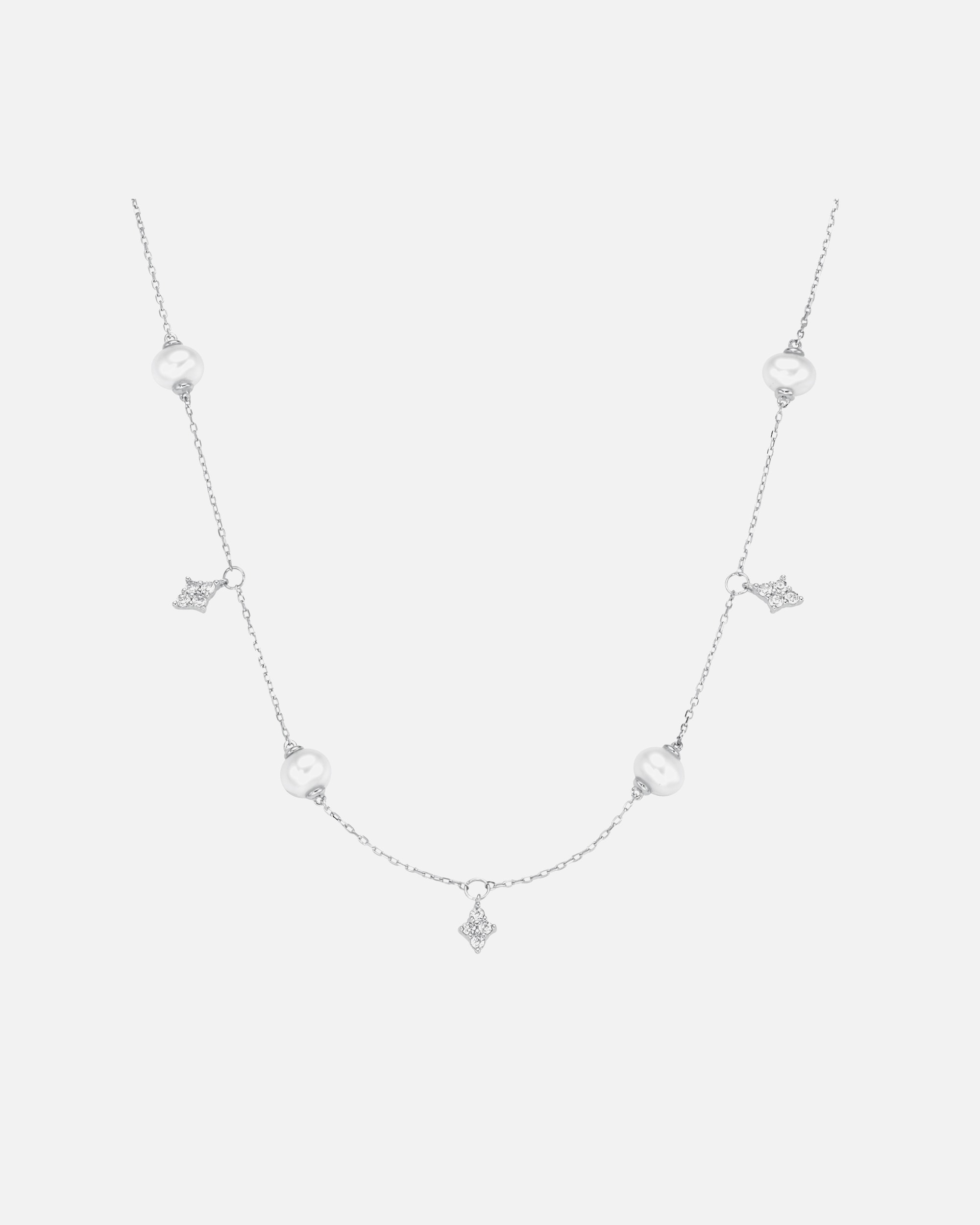 Halskette für Unisex Collier Süßwasser-Perlen und Zirkonia, Silber 925 Silber