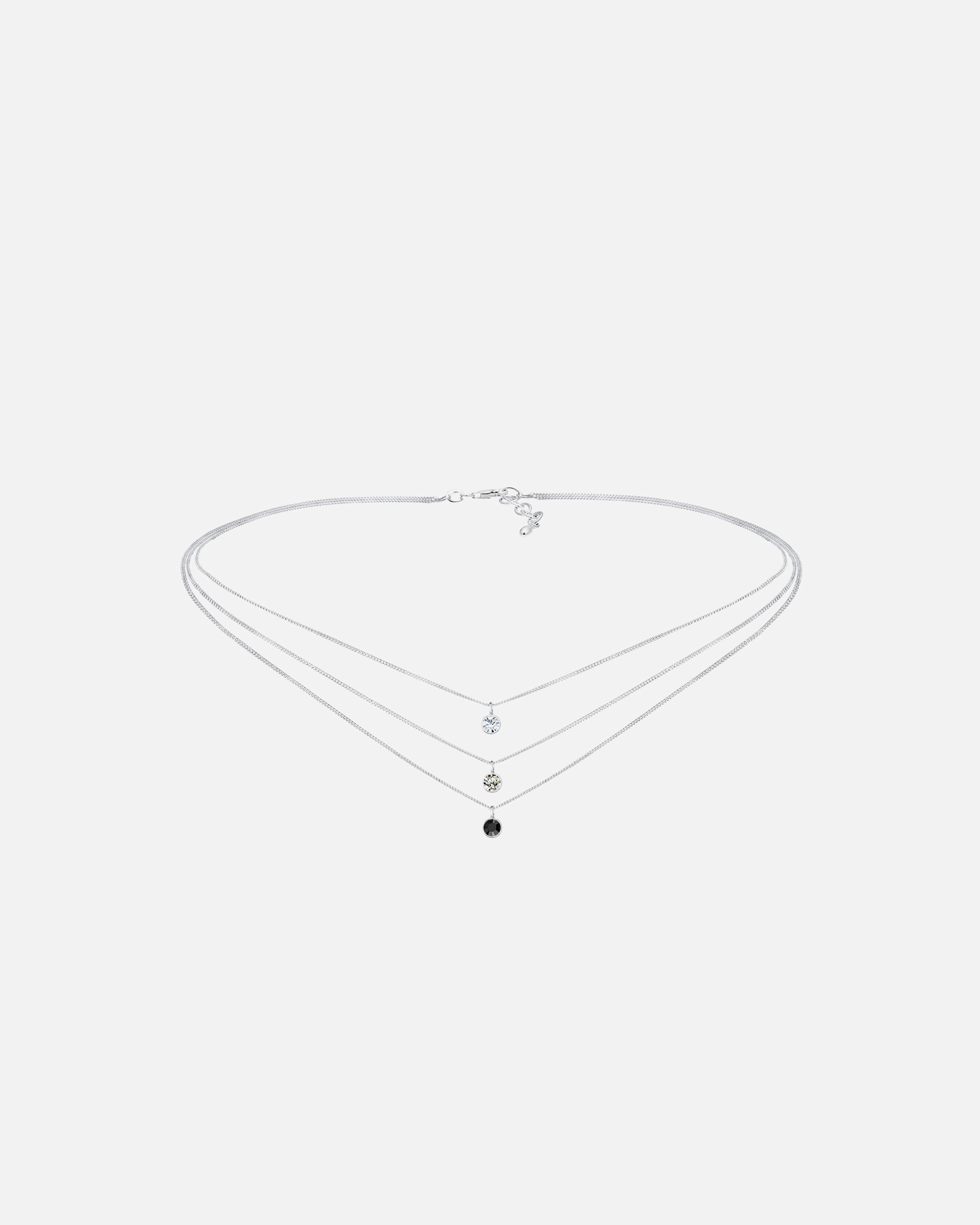 Halskette für Weiblich Elli Choker Layer Grau Schwarz 925 Sterling Silber, mit Kristallen von Swarovski® 1 Stück