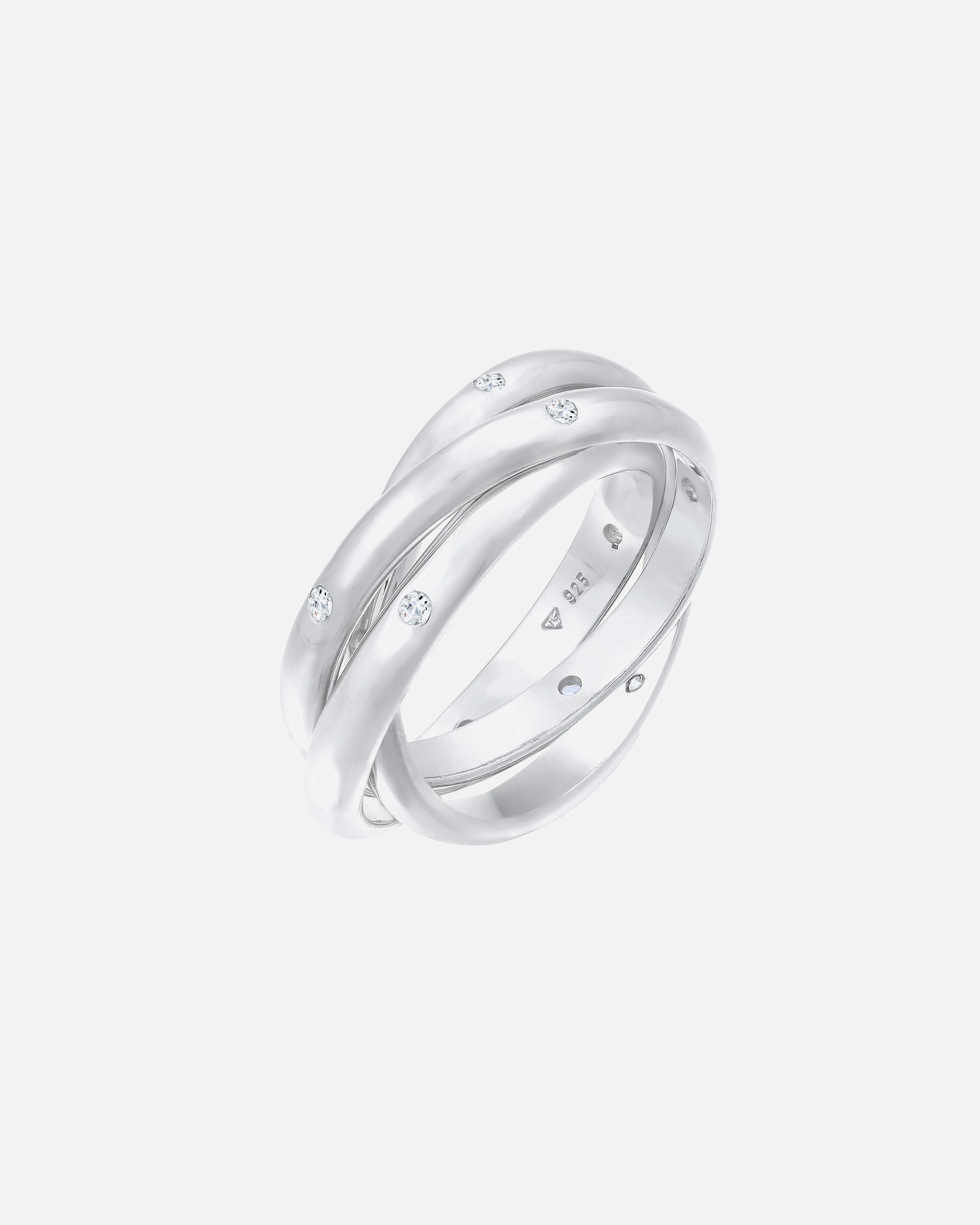 Ring für Weiblich Elli PREMIUM Wickelring Trio Basic Zirkonia 925 Silber 52