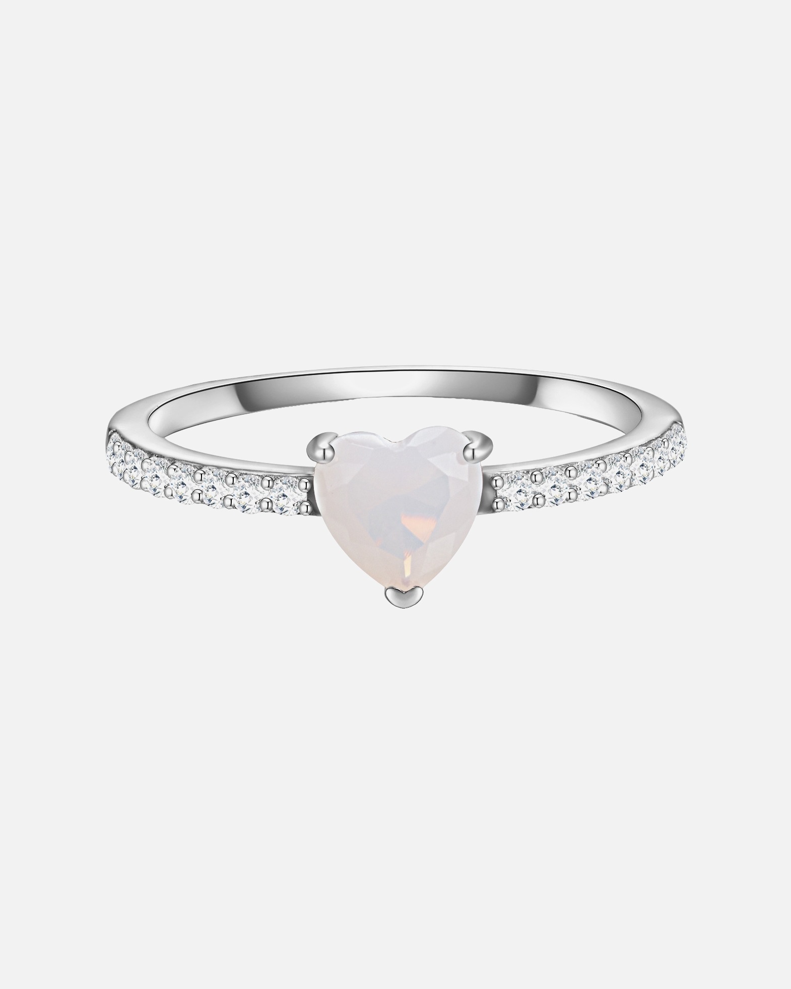 Ring für Weiblich Glanzstücke München Ring Herz aus Sterling Silber in silber mit Mondstein (synth.) 52