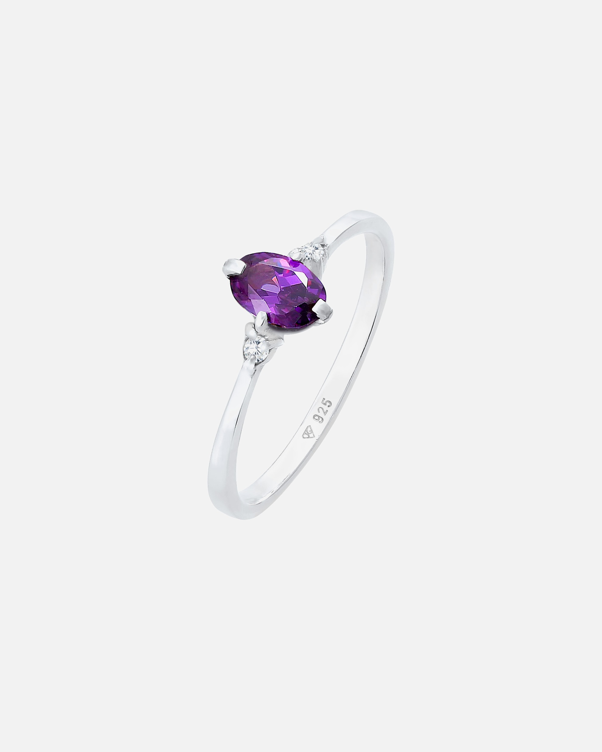 Ring für Weiblich Elli Zirkonia Violett Oval Verlobung 925 Silber 54