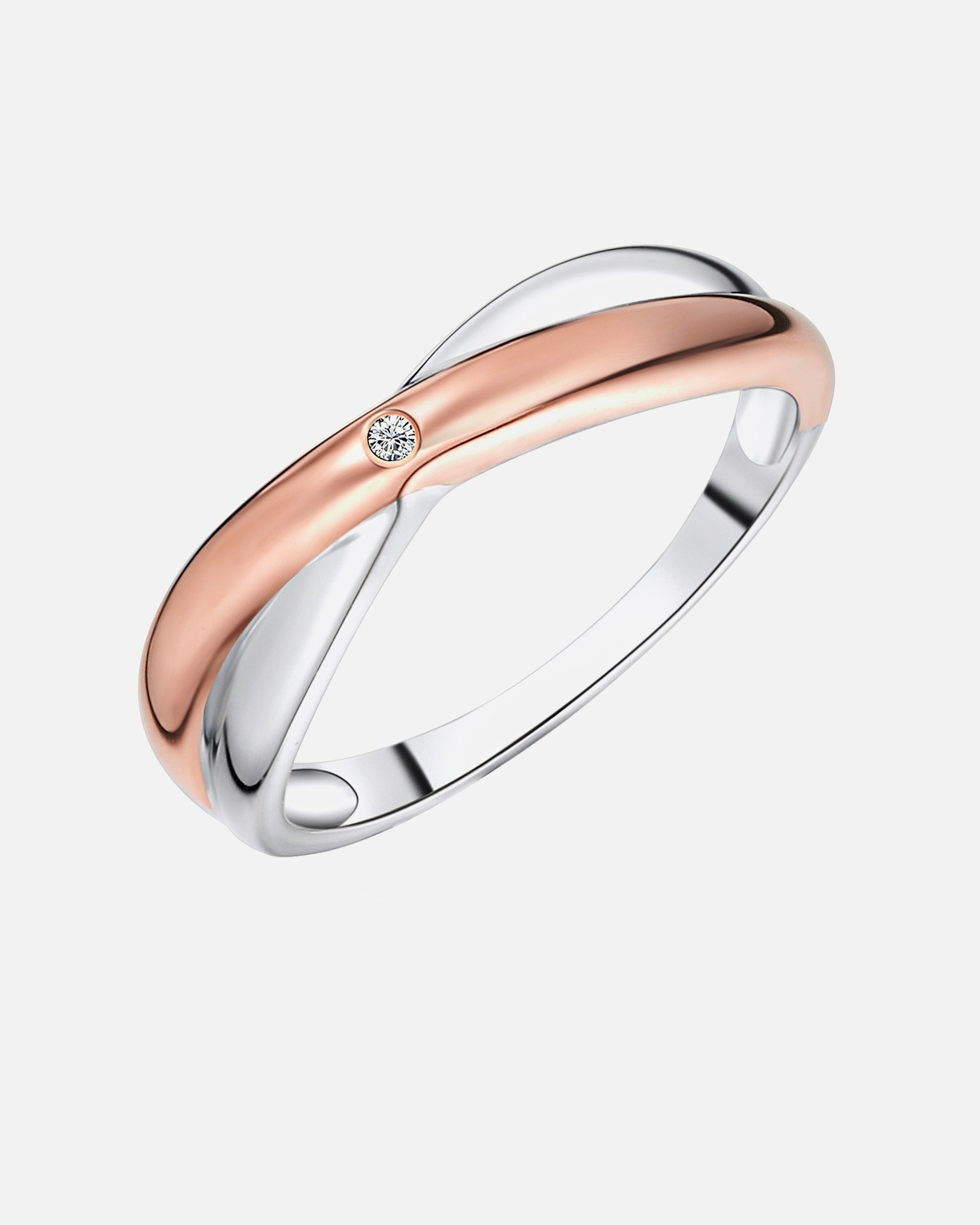 Ring für Weiblich Rafaela Donata Diamant-Ring Sterling Silber Diamant in Silber/Roségold 52
