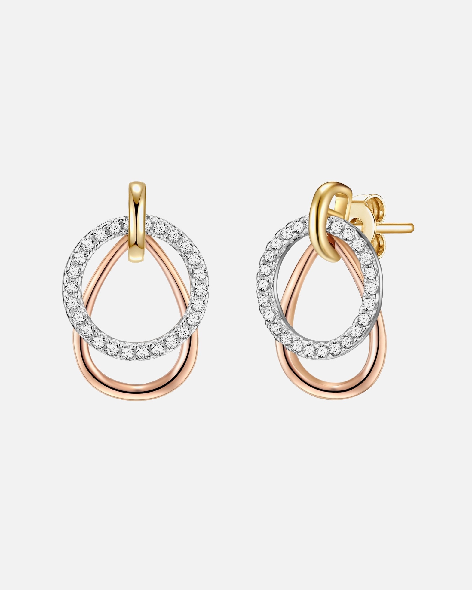 Ohrringe für Weiblich Rafaela Donata Ohrstecker Sterling Silber Zirkonia in Silber/Roségold/Gelbgold 1 Stück