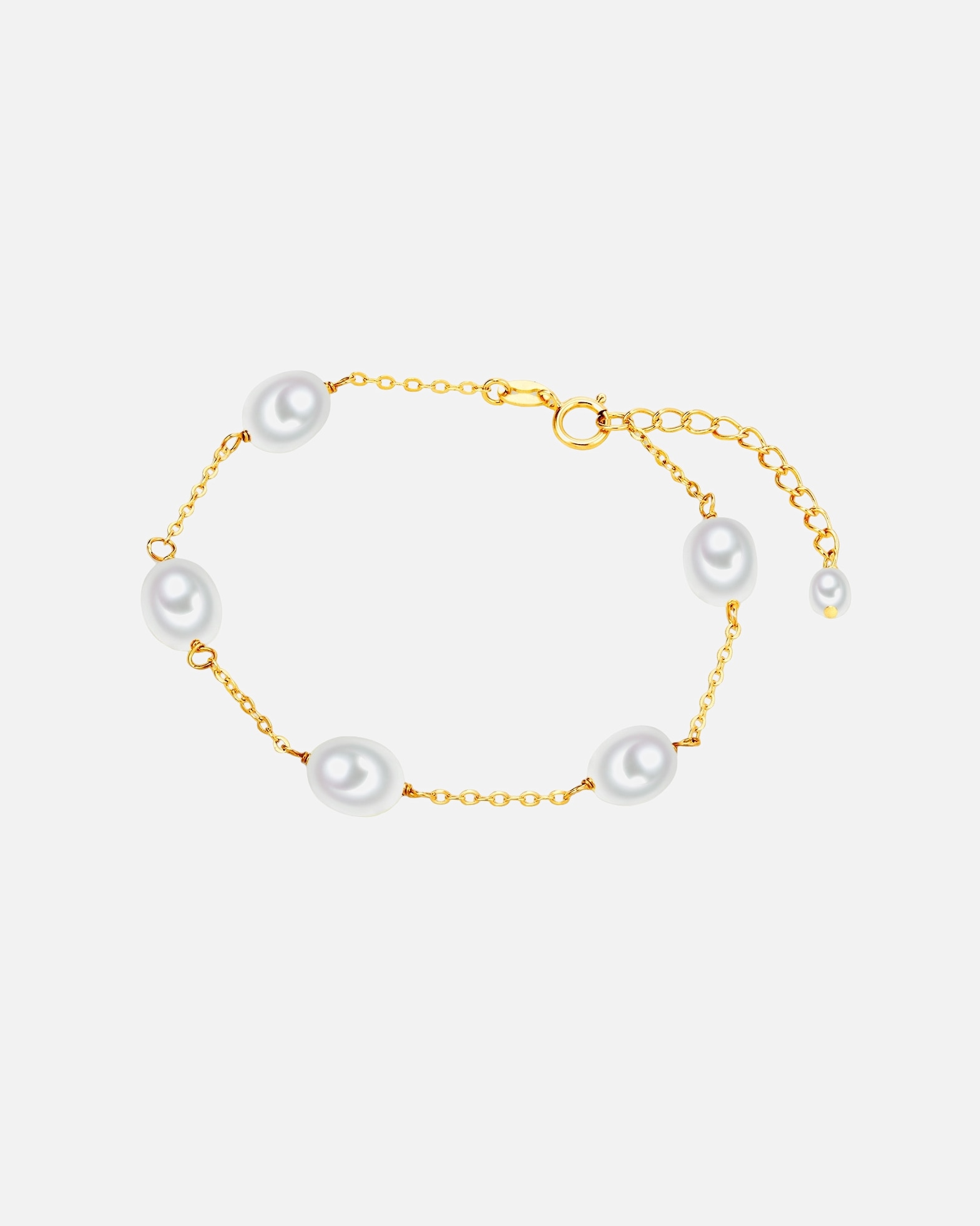 Armband für Weiblich Valero Pearls Perlen-Armband Sterling Silber Süßwasser-Zuchtperle in Gelbgold 1 Stück