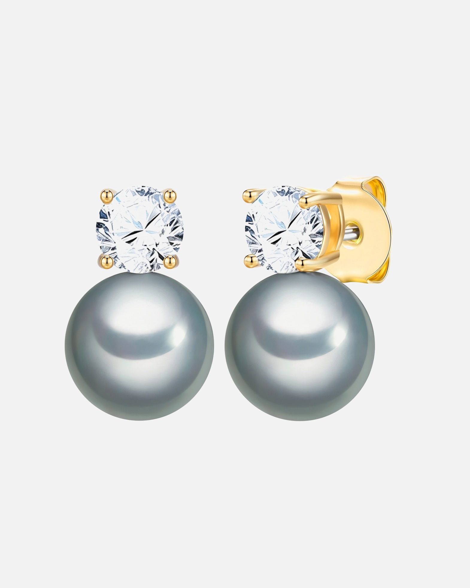 Ohrringe für Weiblich Lulu & Jane Perlen-Ohrstecker aus Messing in gelbgold mit Zirkonia Glasperle 19,2 mm