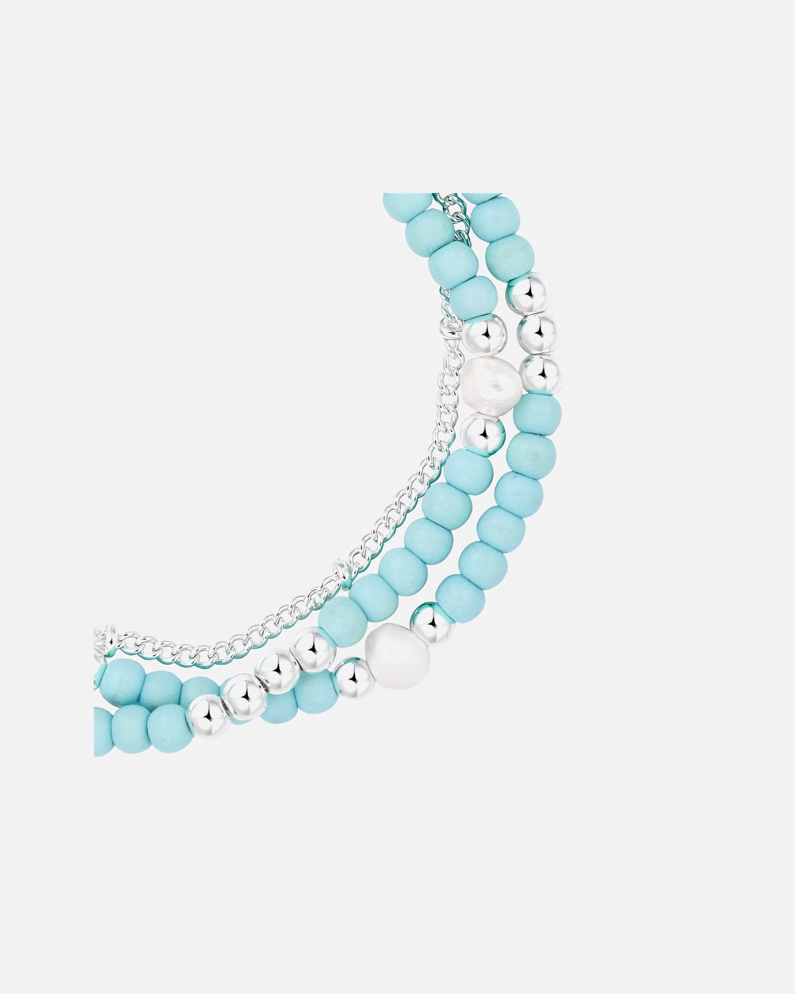 Armband für Weiblich Yokoamii Armband aus Metall-Legierung in silber mit Naturstein und Süßwasser-Zuchtperle 18,0 cm