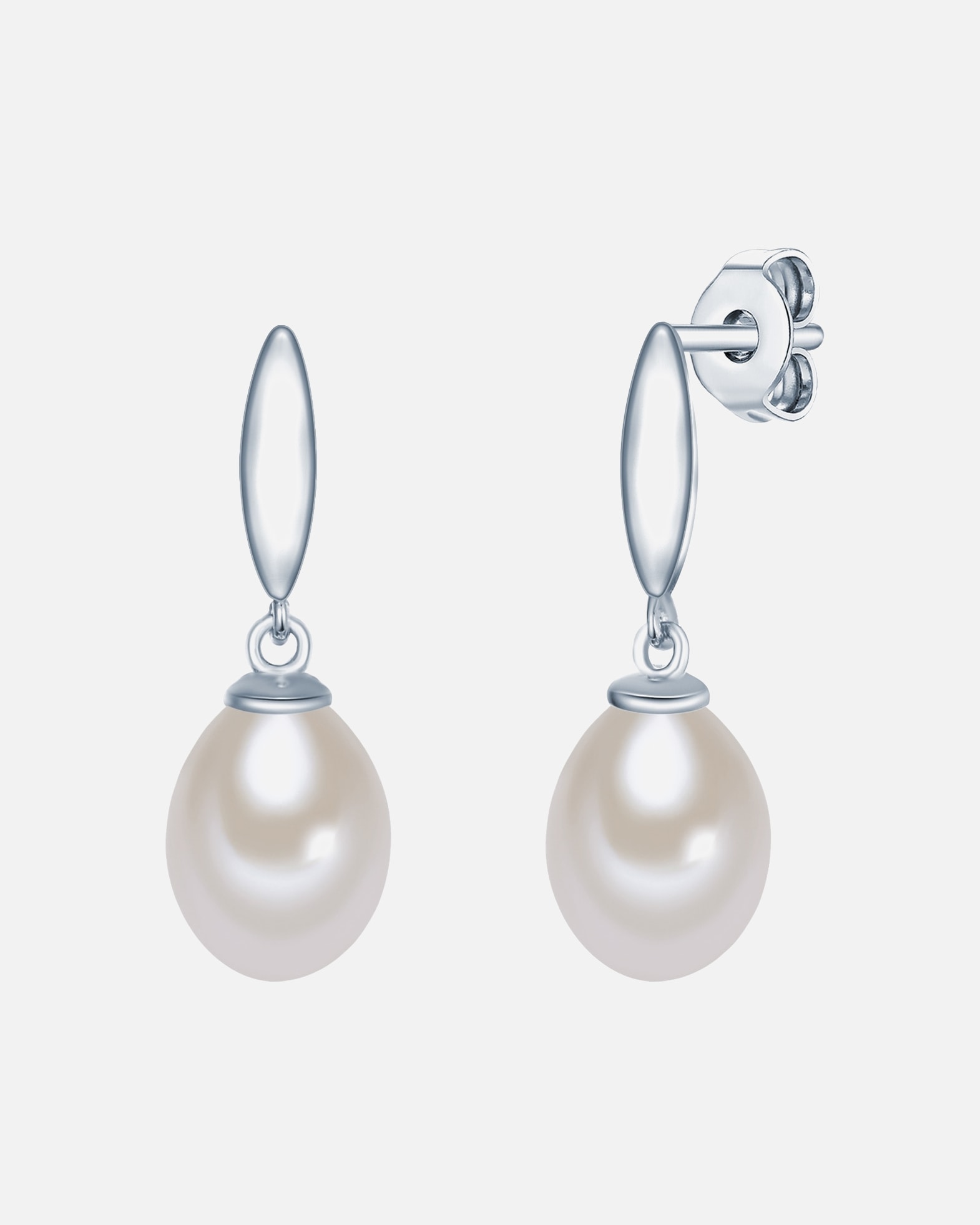 Ohrringe für Weiblich Valero Pearls Perlen-Ohrstecker aus Sterling Silber in silber mit Süßwasser-Zuchtperle 1 Stück