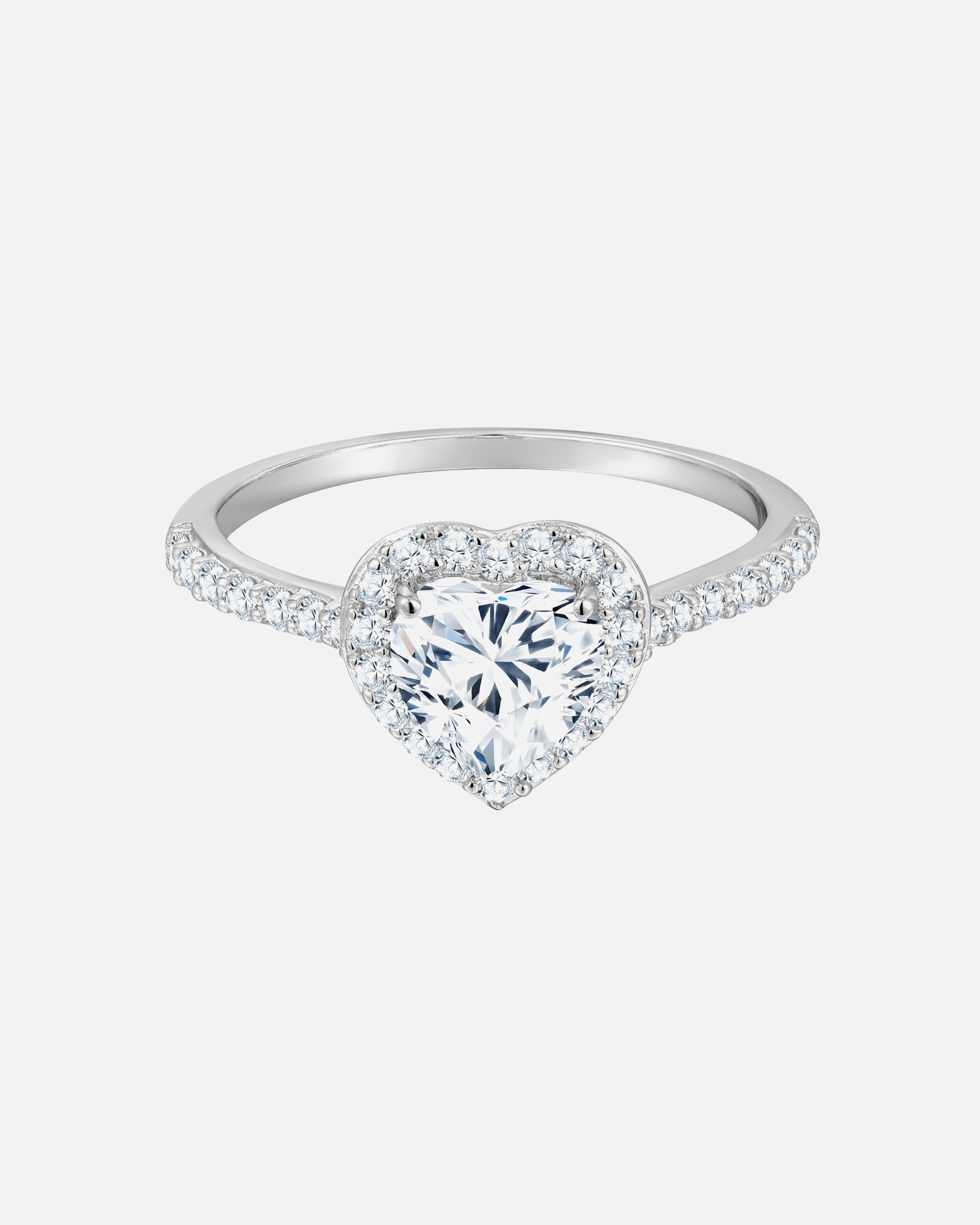 Ring für Weiblich Trilani Ring Herz aus Sterling Silber in silber mit Zirkonia 50