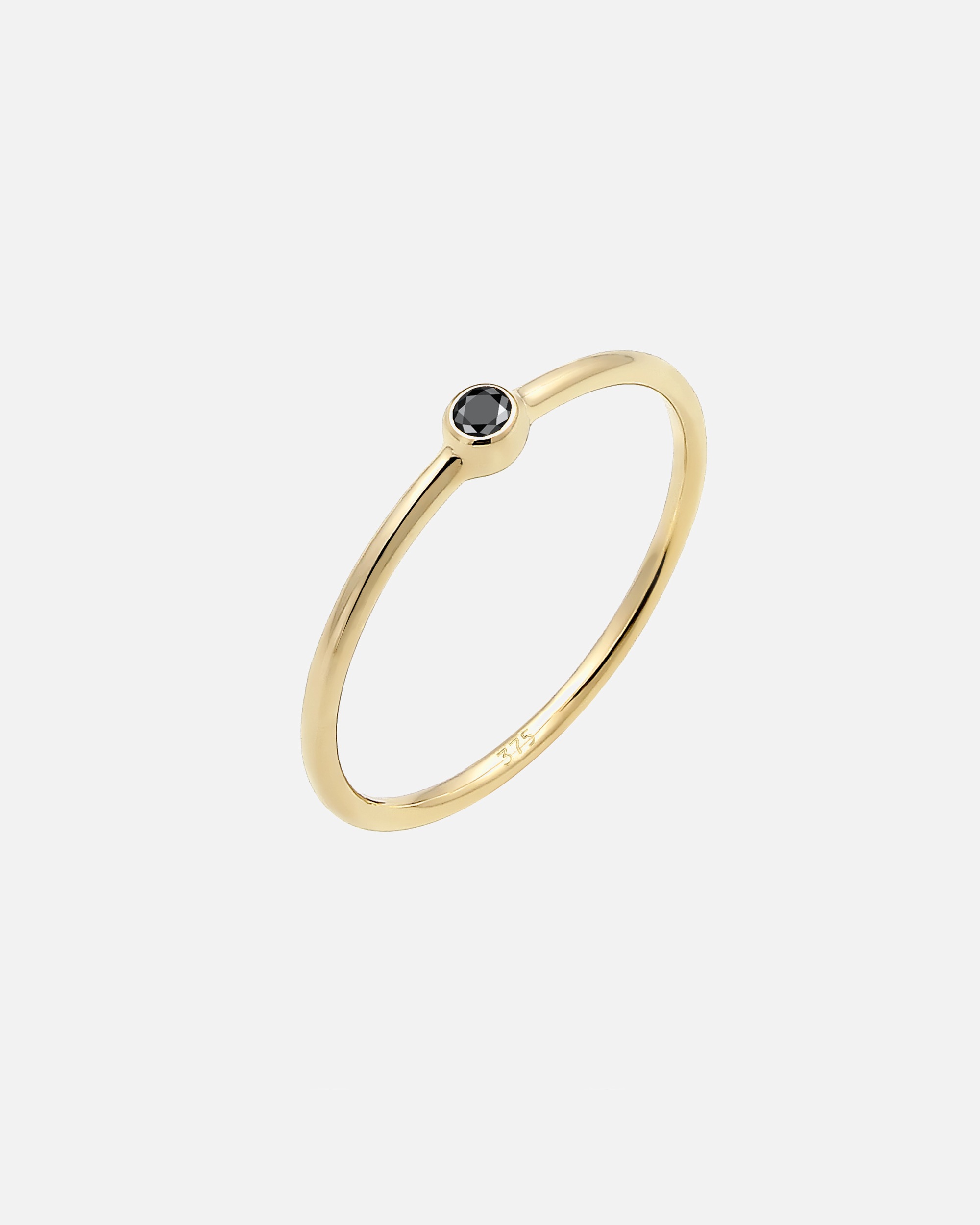 Ring für Weiblich Elli DIAMONDS Solitär Schwarzer Diamant (0.03 ct) 375er Gelbgold 52