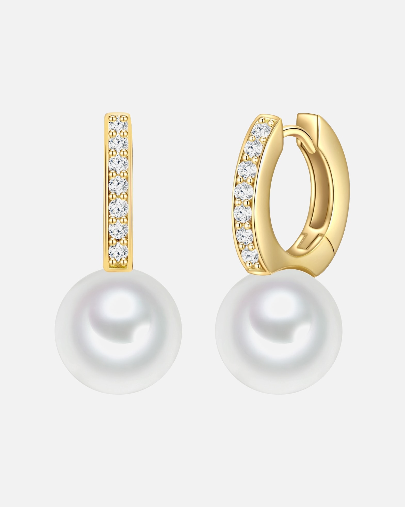 Creolen für Weiblich Rafaela Donata Creolen Sterling Silber Zirkonia Muschelkernperle in Gelbgold 1 Stück