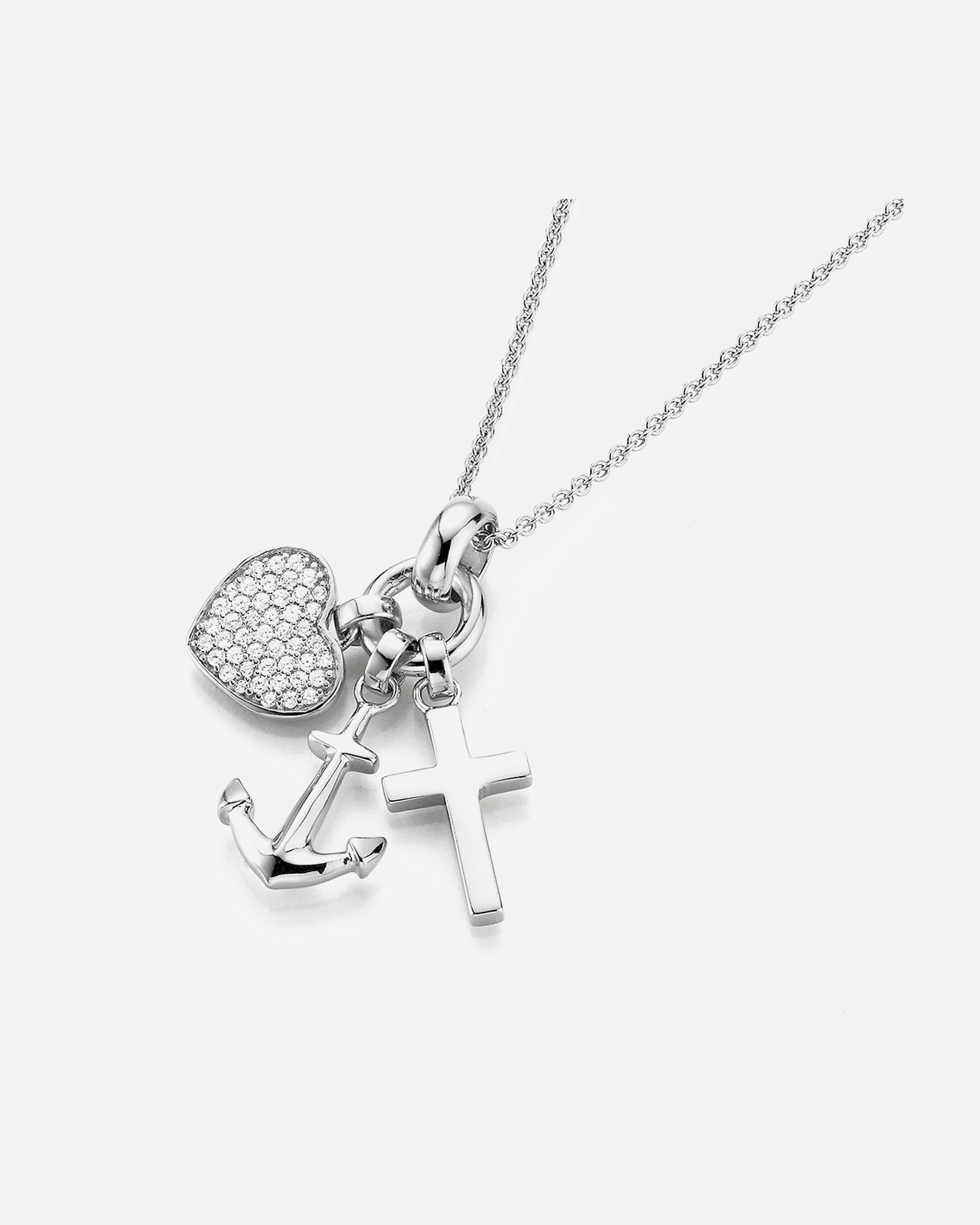 Halskette für Weiblich Giorgio Martello Milano Kette mit Symbolen für Glaube, Liebe, Hoffnung, Silber 925 45