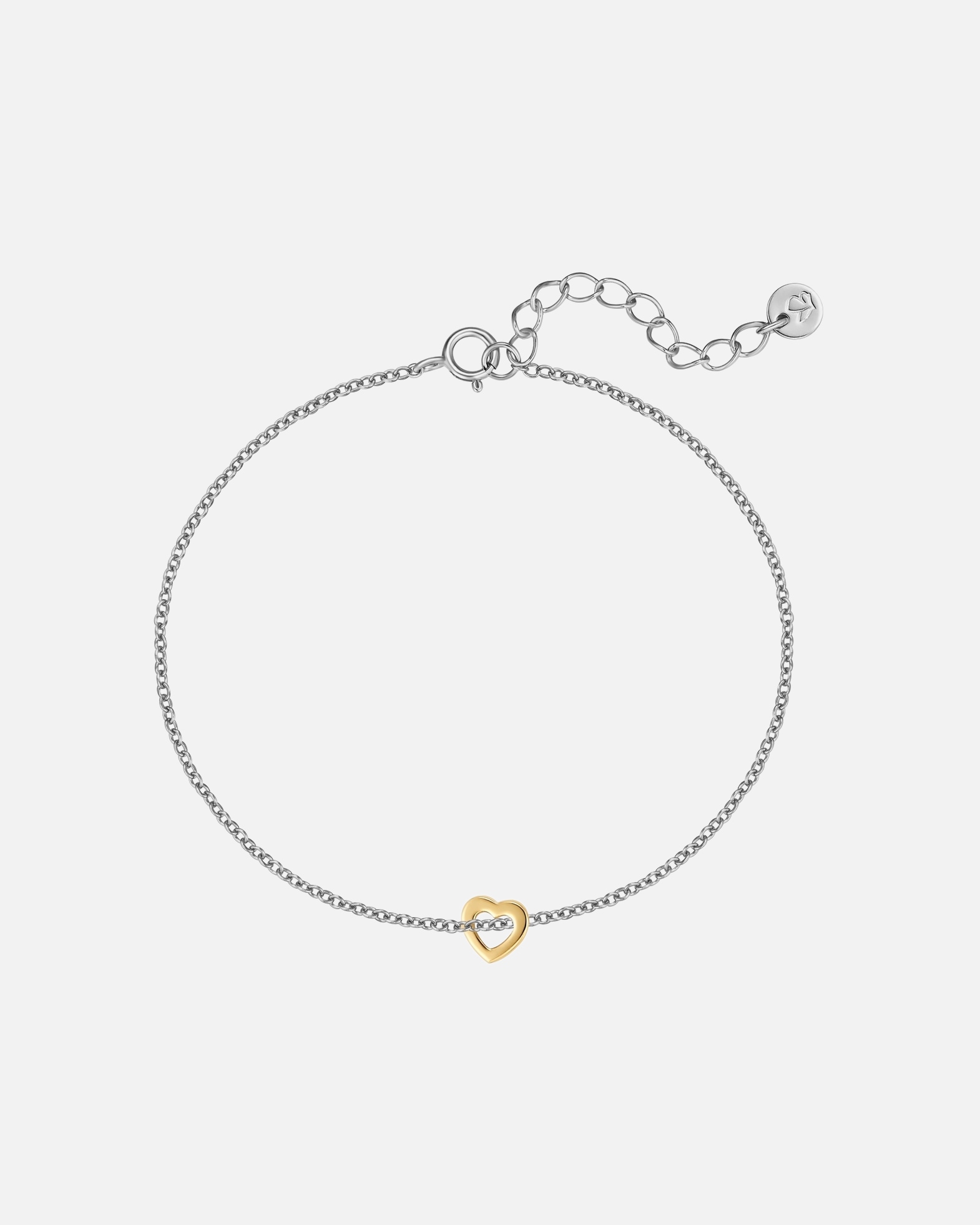 Armband für Weiblich Glanzstücke München Armband Herz aus Sterling Silber in silber/gelbgold 17,0 cm Basislänge + 3,0 cm Verlängerung