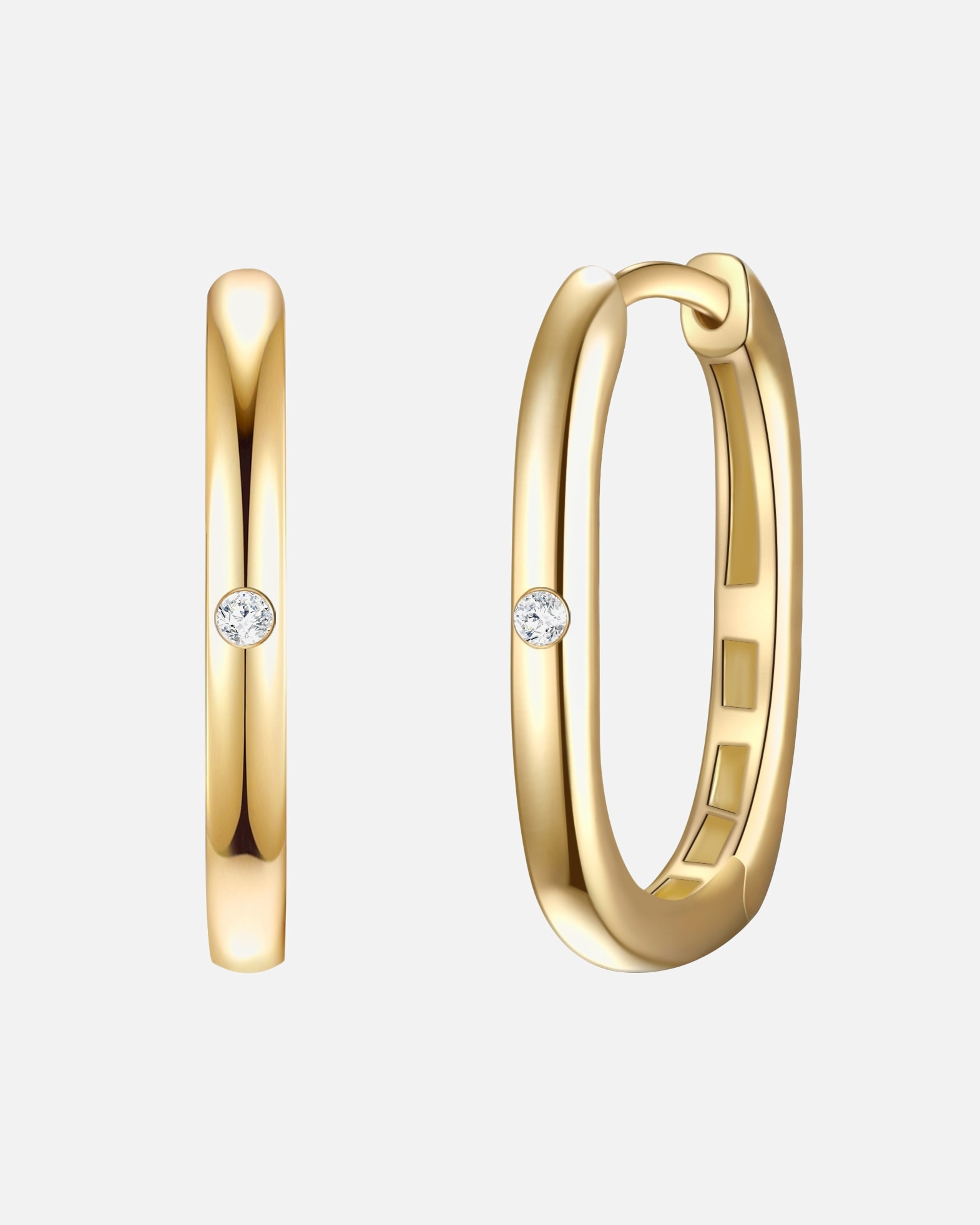 Creolen für Weiblich Lulu & Jane Diamant-Creolen Sterling Silber Diamant in Gelbgold 1 Stück