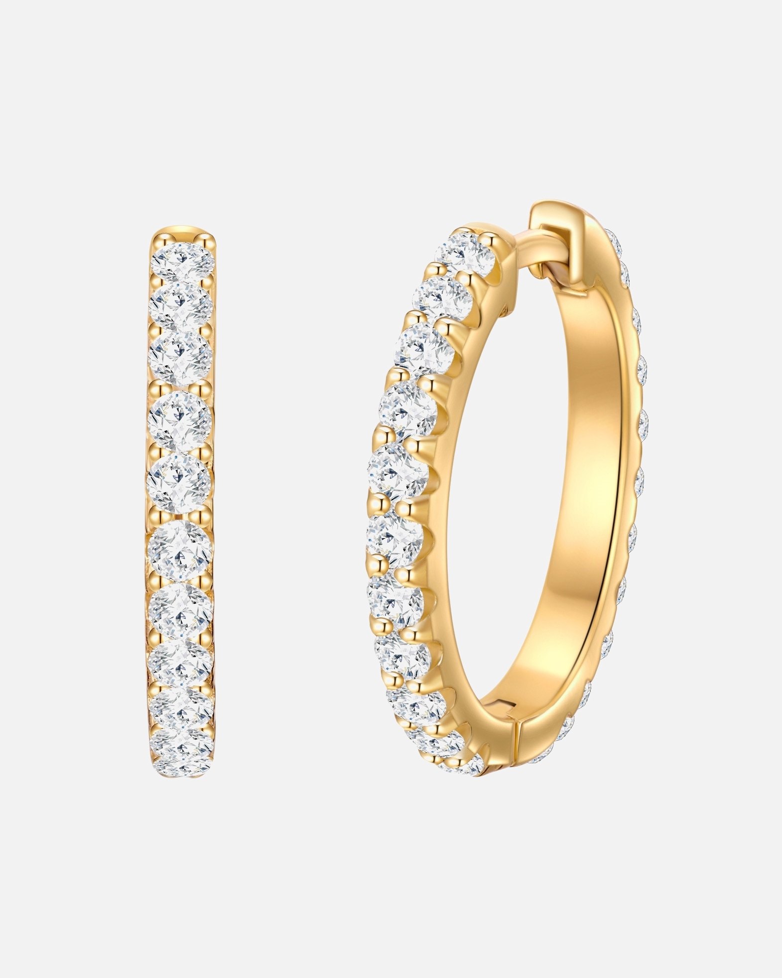 Creolen für Weiblich Trilani Creolen aus Sterling Silber in gelbgold mit Zirkonia 1 Stück