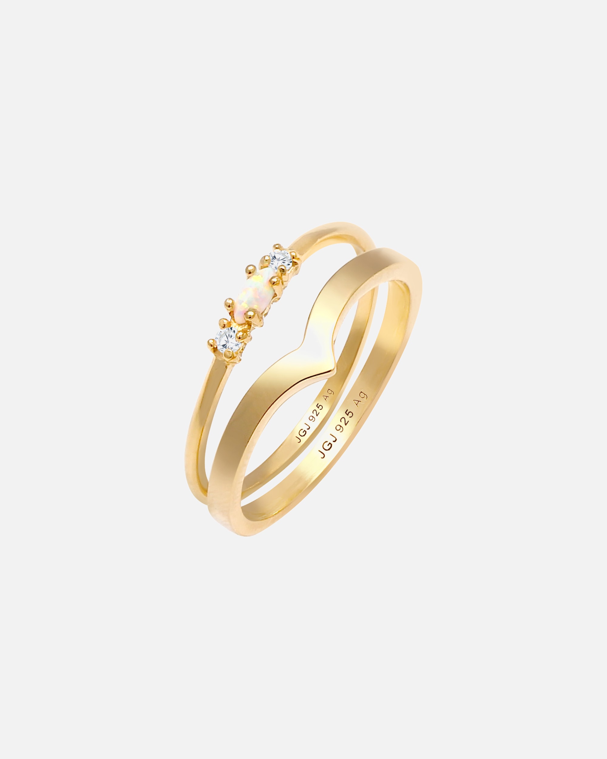Ring für Weiblich Elli Set Marquise Opal Zirkonia Dreieck 925 Silber 58