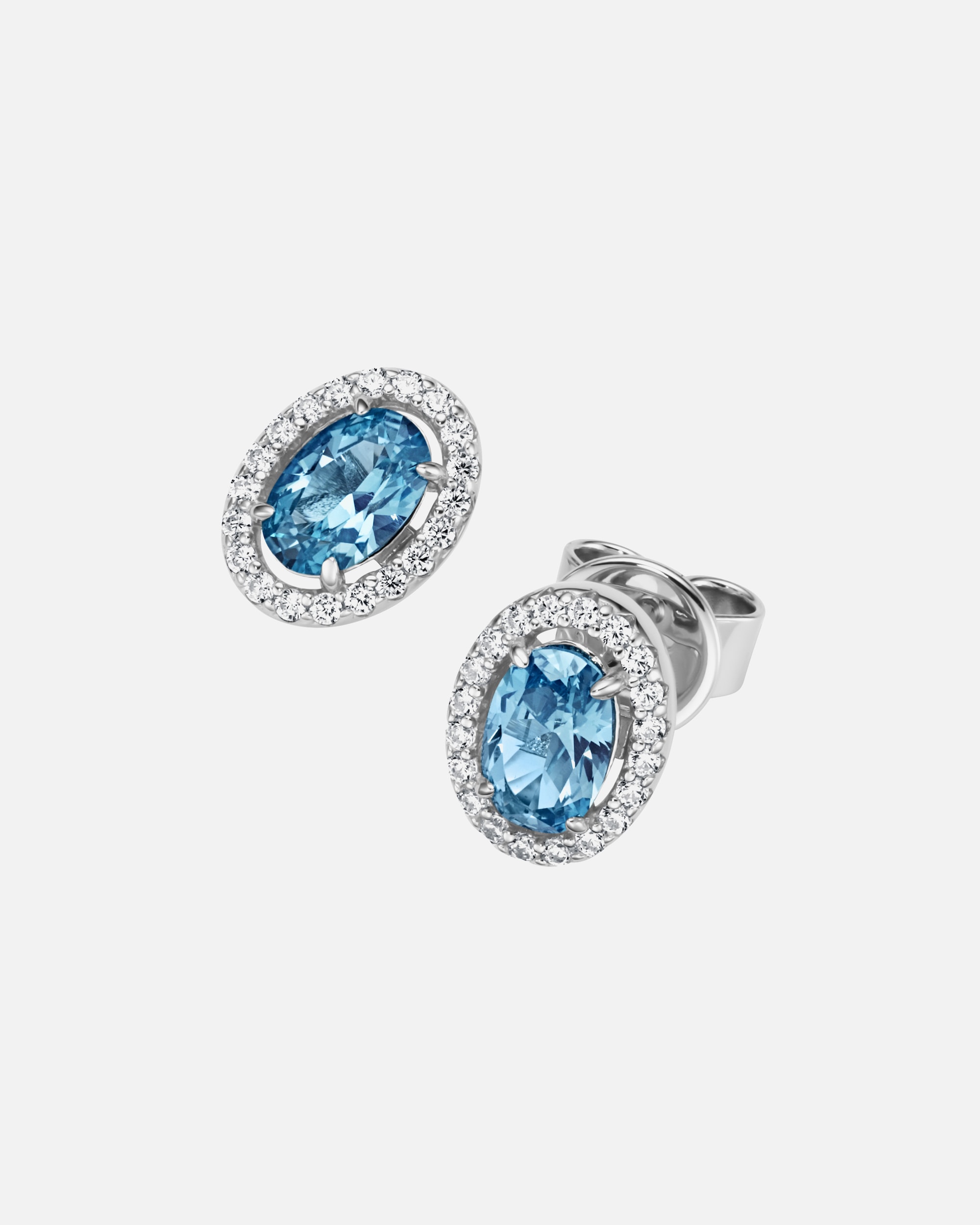 Ohrringe für Unisex Ohrstecker Ziersteine, Zirkonia weiß, Silber 925 Blau