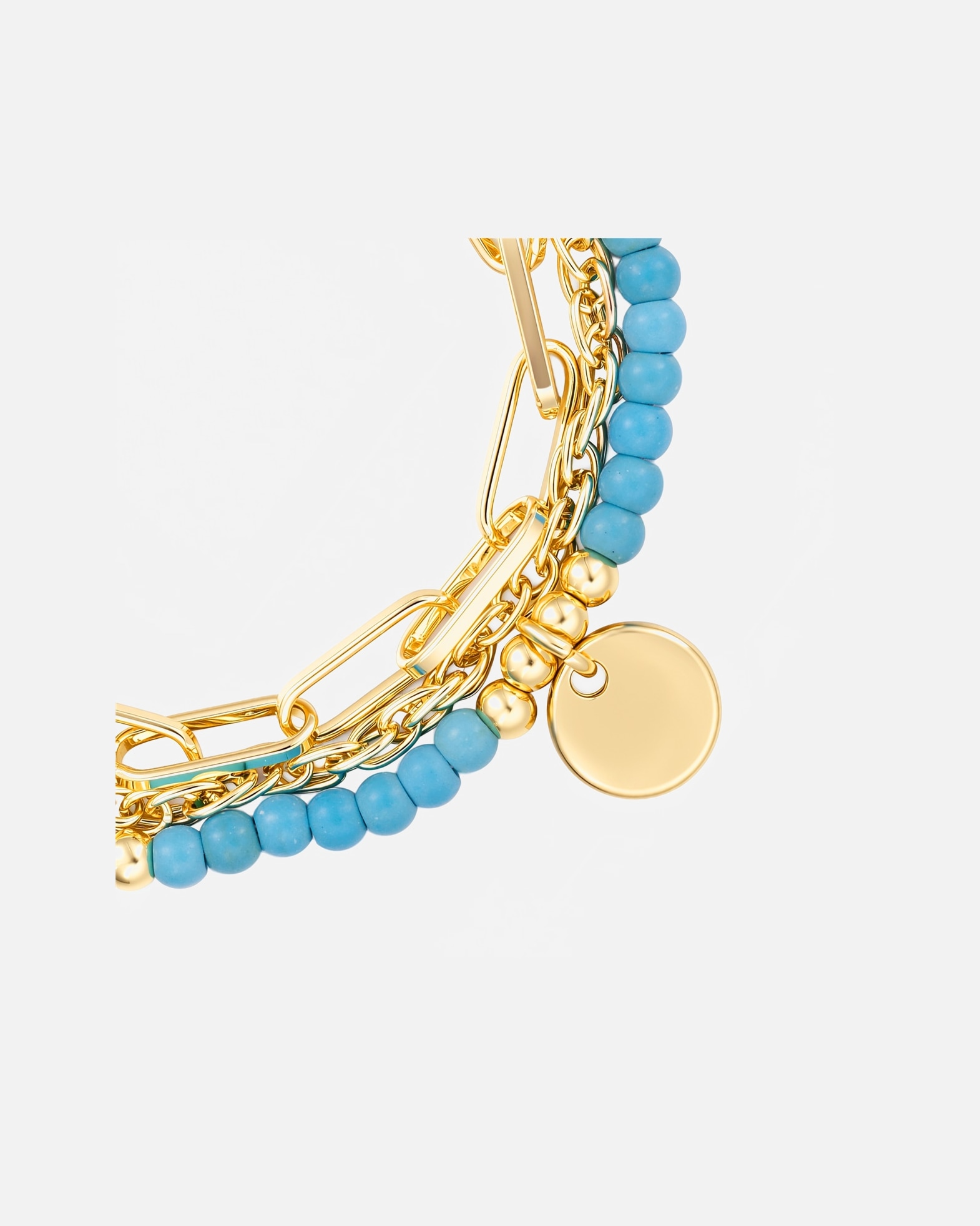 Armband für Weiblich Yokoamii Armband aus Metall-Legierung in gelbgold mit Naturstein 18,0 cm Basislänge + 3,0 cm Verlängerung