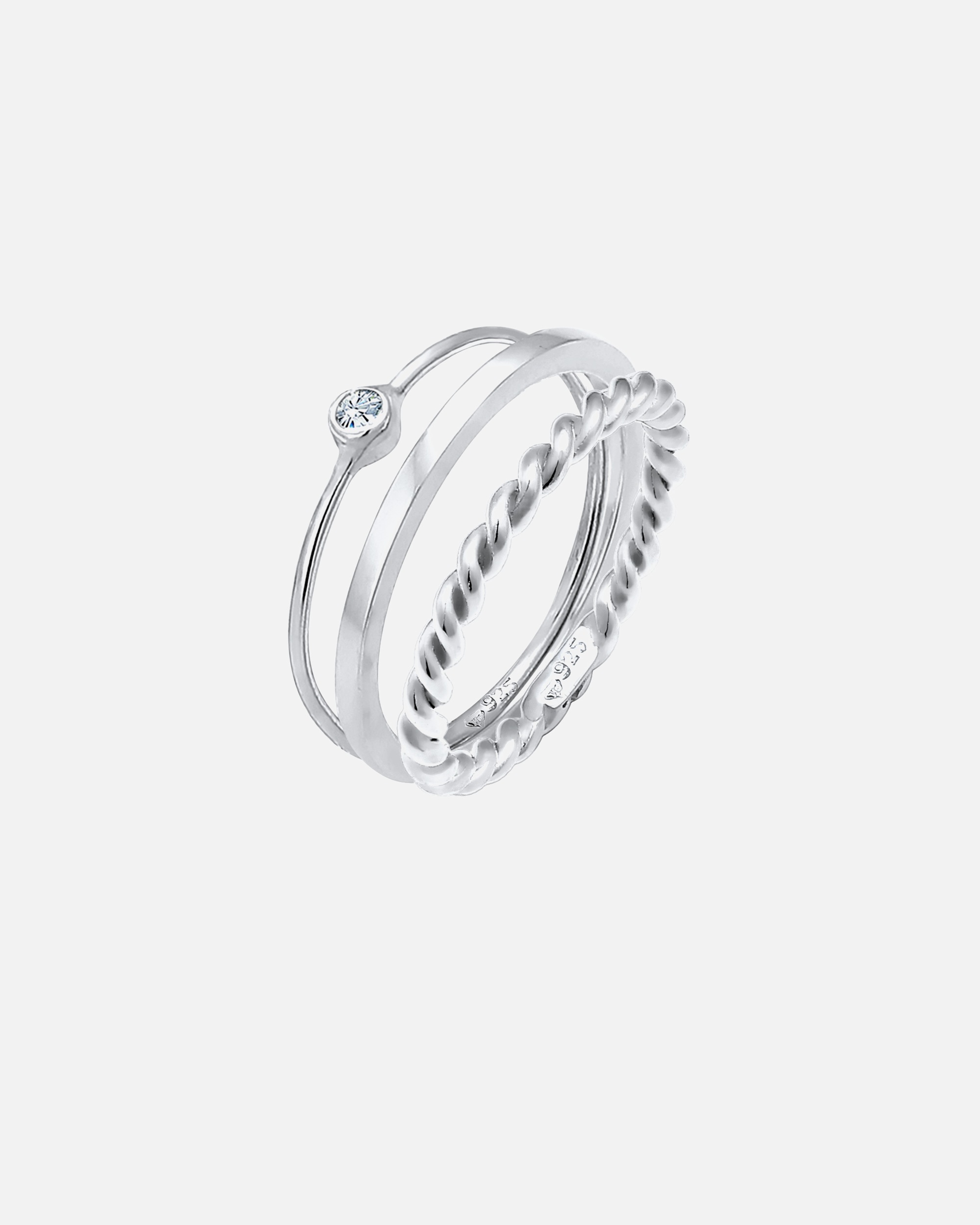 Ring für Weiblich Elli Ringset Solitär 925 Silber, mit Kristallen von Swarovski® 54