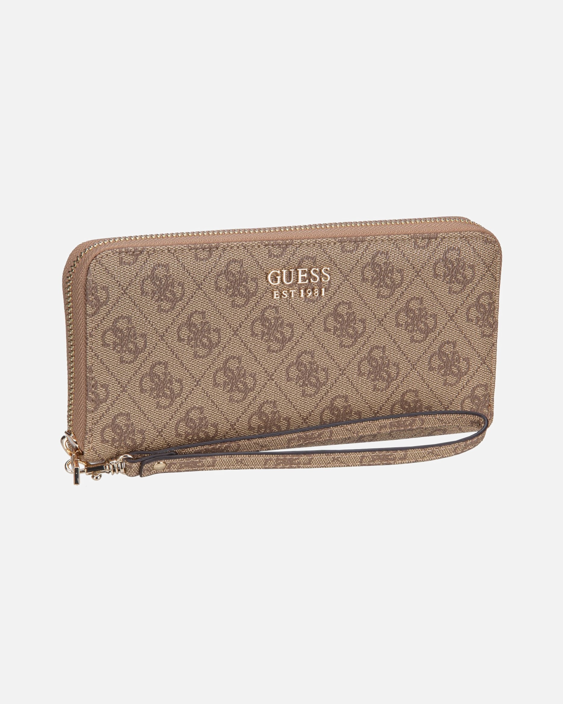 Portemonnaie für Weiblich GUESS Geldbörse Brenton Slg Large Zip Around Latte