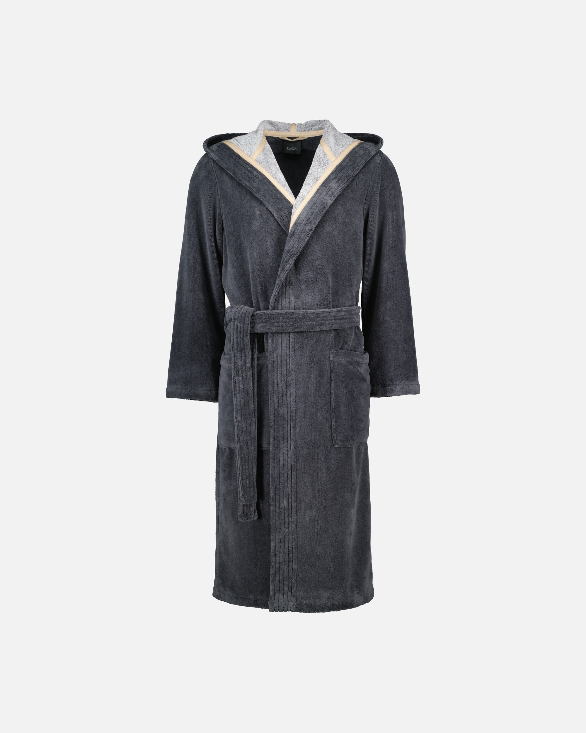 Bademantel für Unisex Cawö Cawö Bademäntel Herren Kapuze Doubleface 831 stone - 73 1 Stück