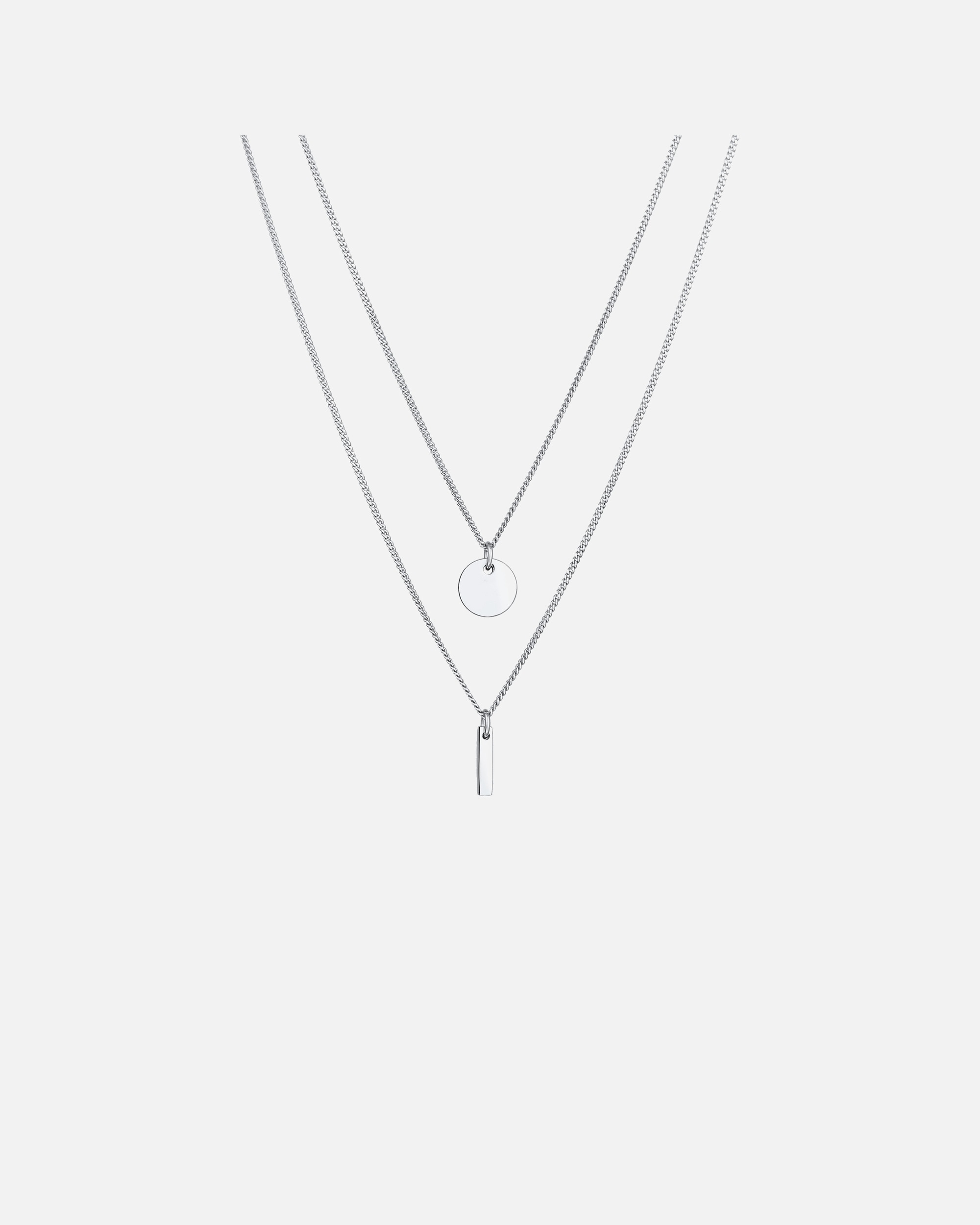 Halskette für Weiblich Elli 2-lagig Layer Kreis Stab Geo 925 Silber 1 Stück