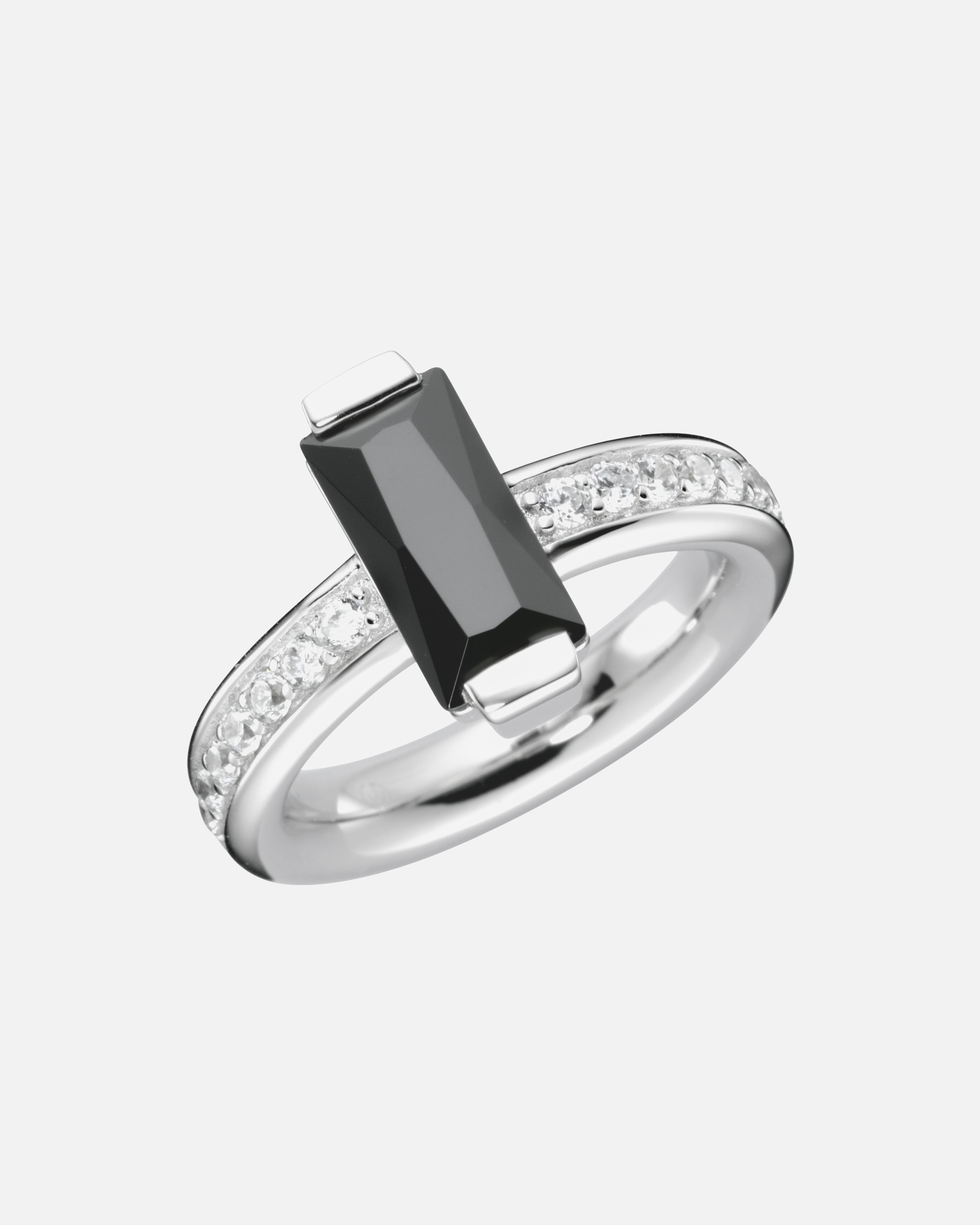 Ring für Weiblich Giorgio Martello Milano Ring mit Zirkonia weiß und schwarz, Silber 925 60
