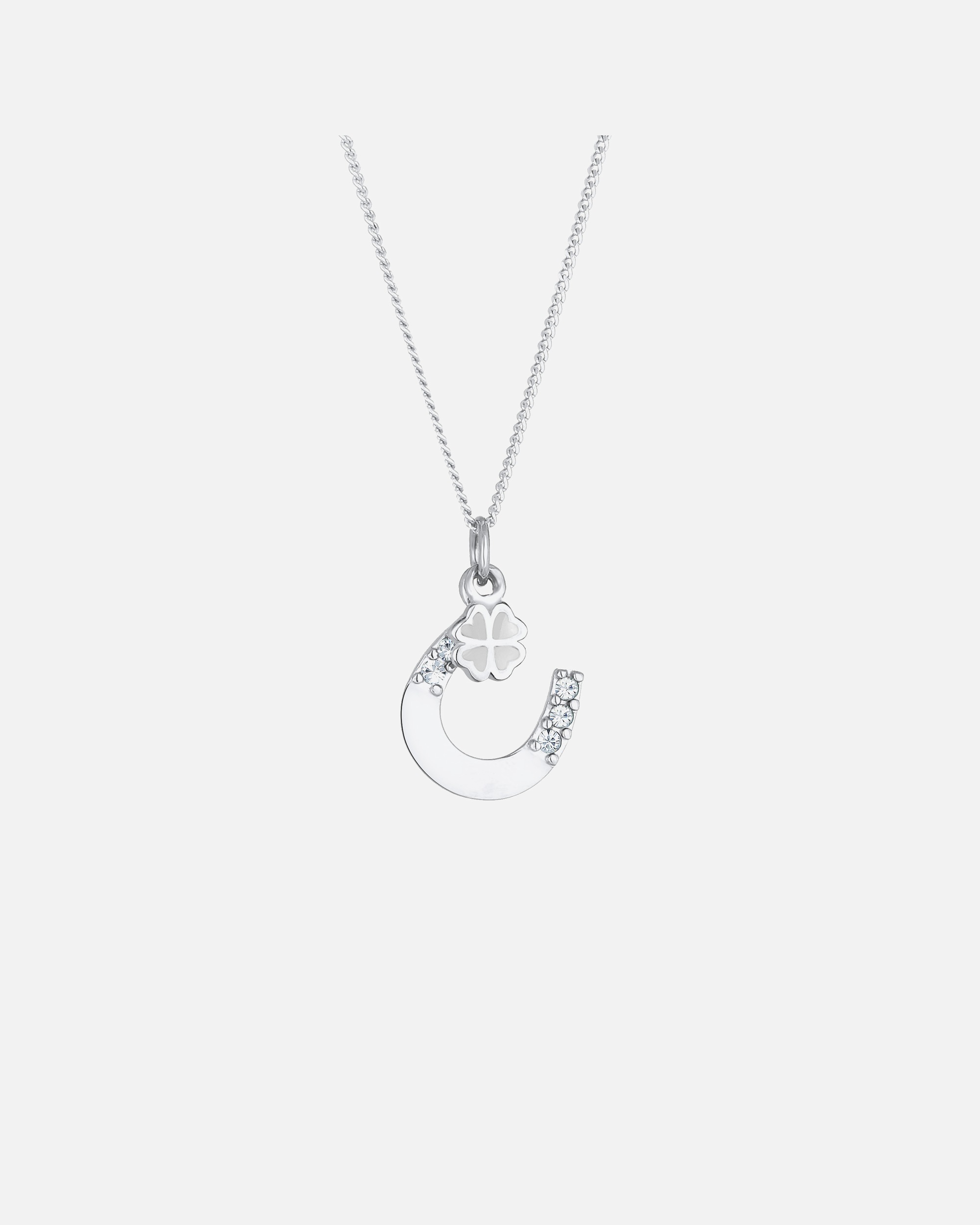 Halskette für Weiblich Elli Hufeisen Kleeblatt 925 Silber, mit Kristallen von Swarovski® 1 Stück