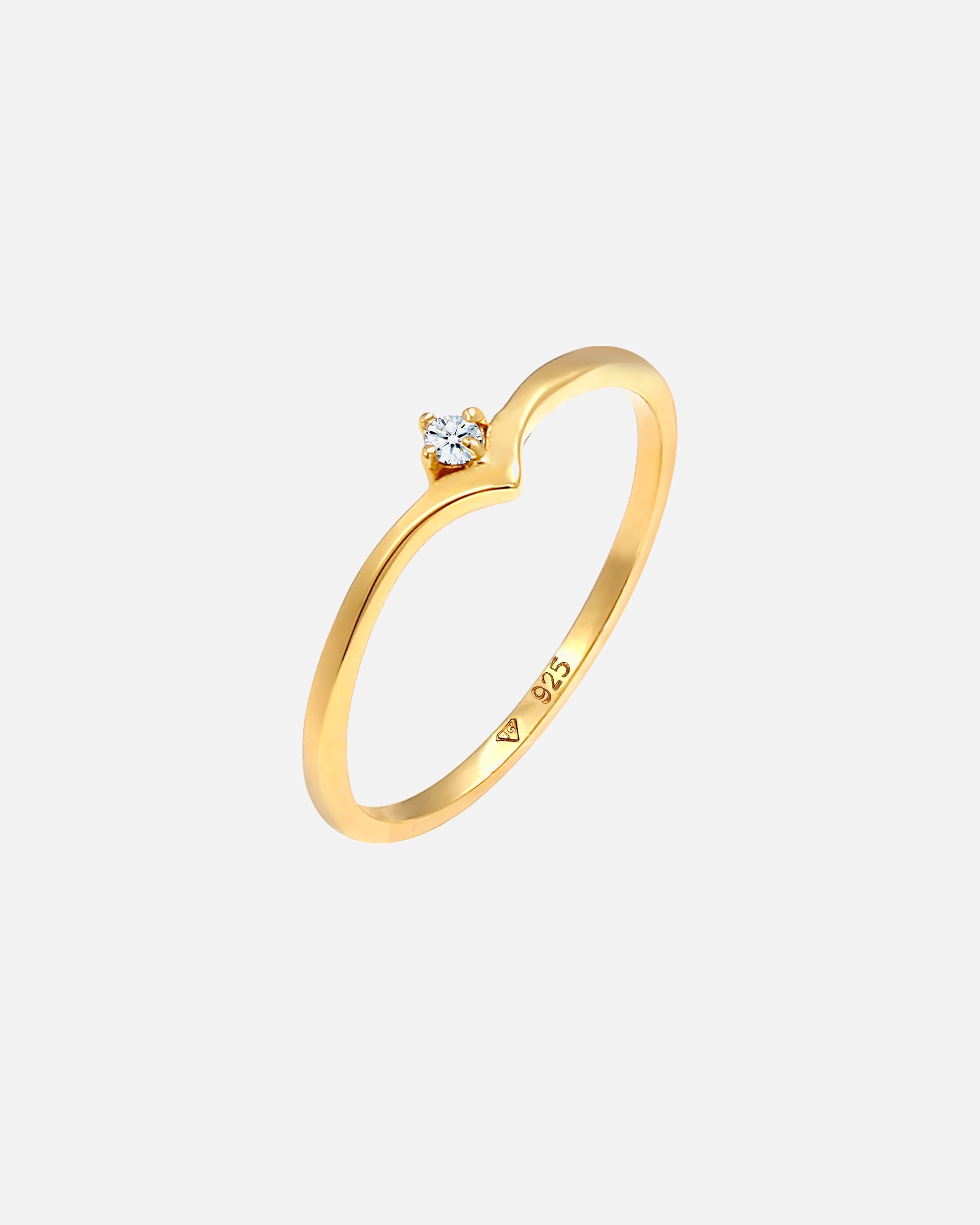 Ring für Weiblich Elli DIAMONDS Solitär Diamant (0.03 ct.) V-Form 925 Silber 54