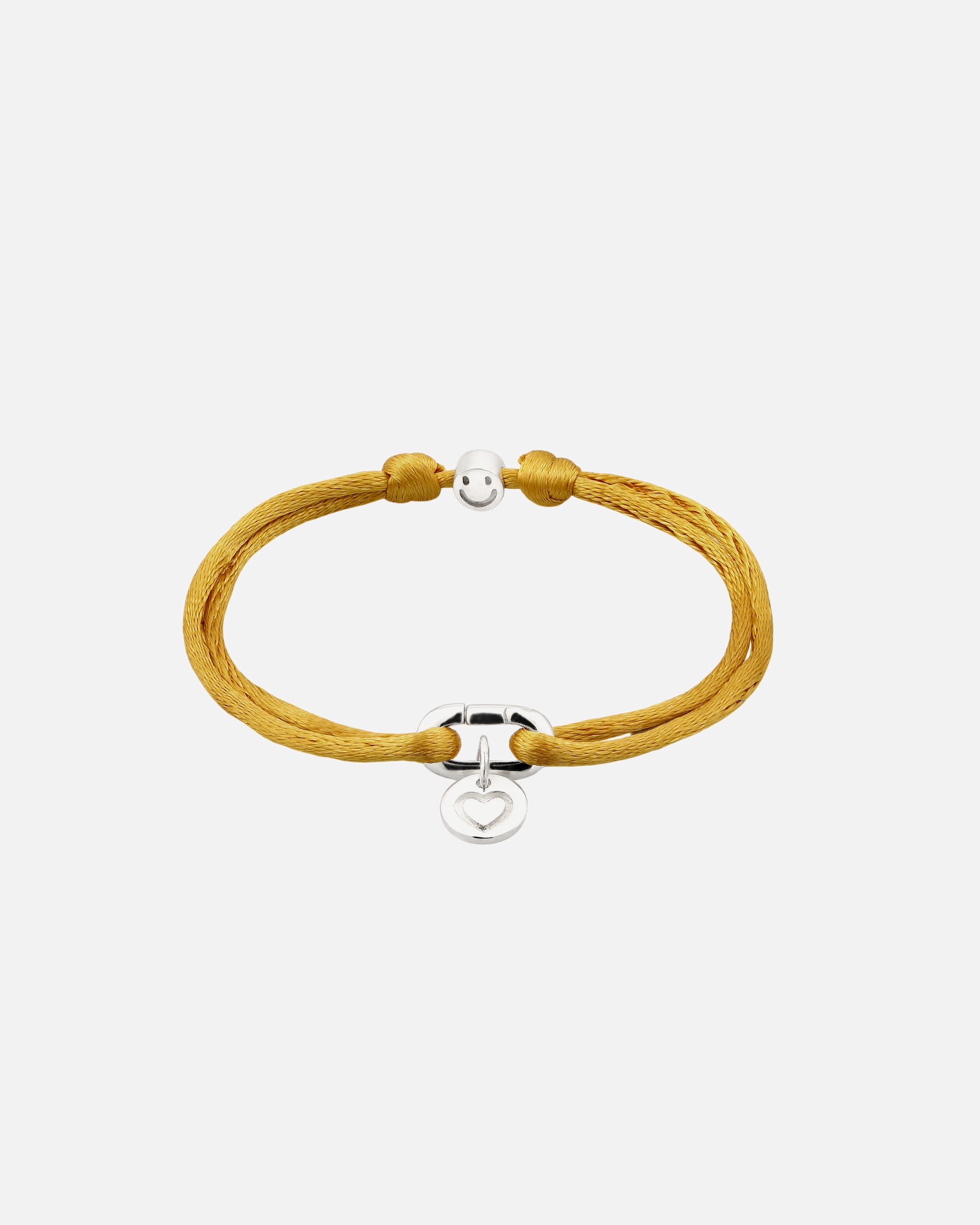 Armband für Weiblich Elli Satin Golden Yellow Smiling Face Herz 925 Sterling Silber Gelb
