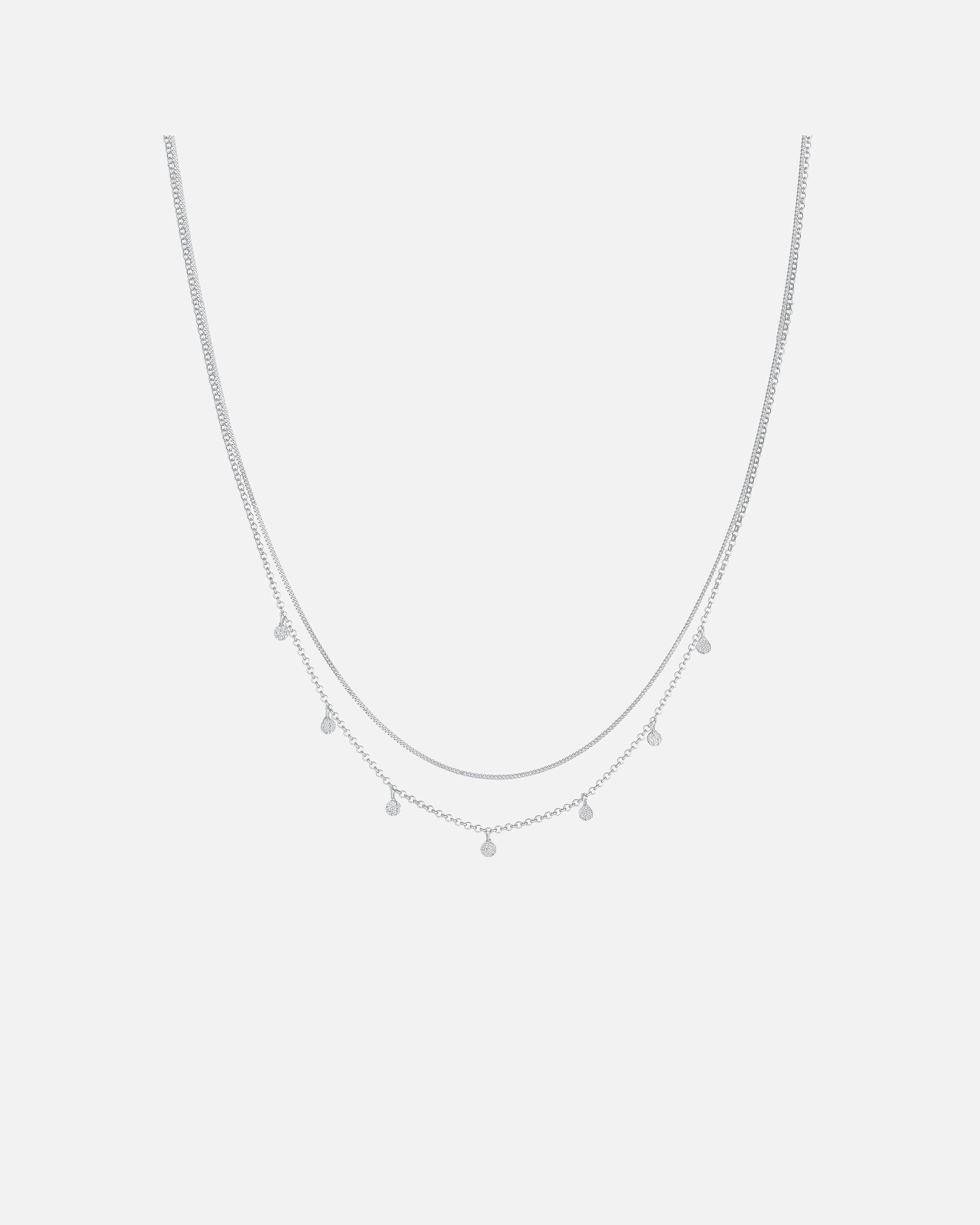 Halskette für Weiblich Elli Layer Mini Disc Plättchen Gehämmert 925 Silber 1 Stück