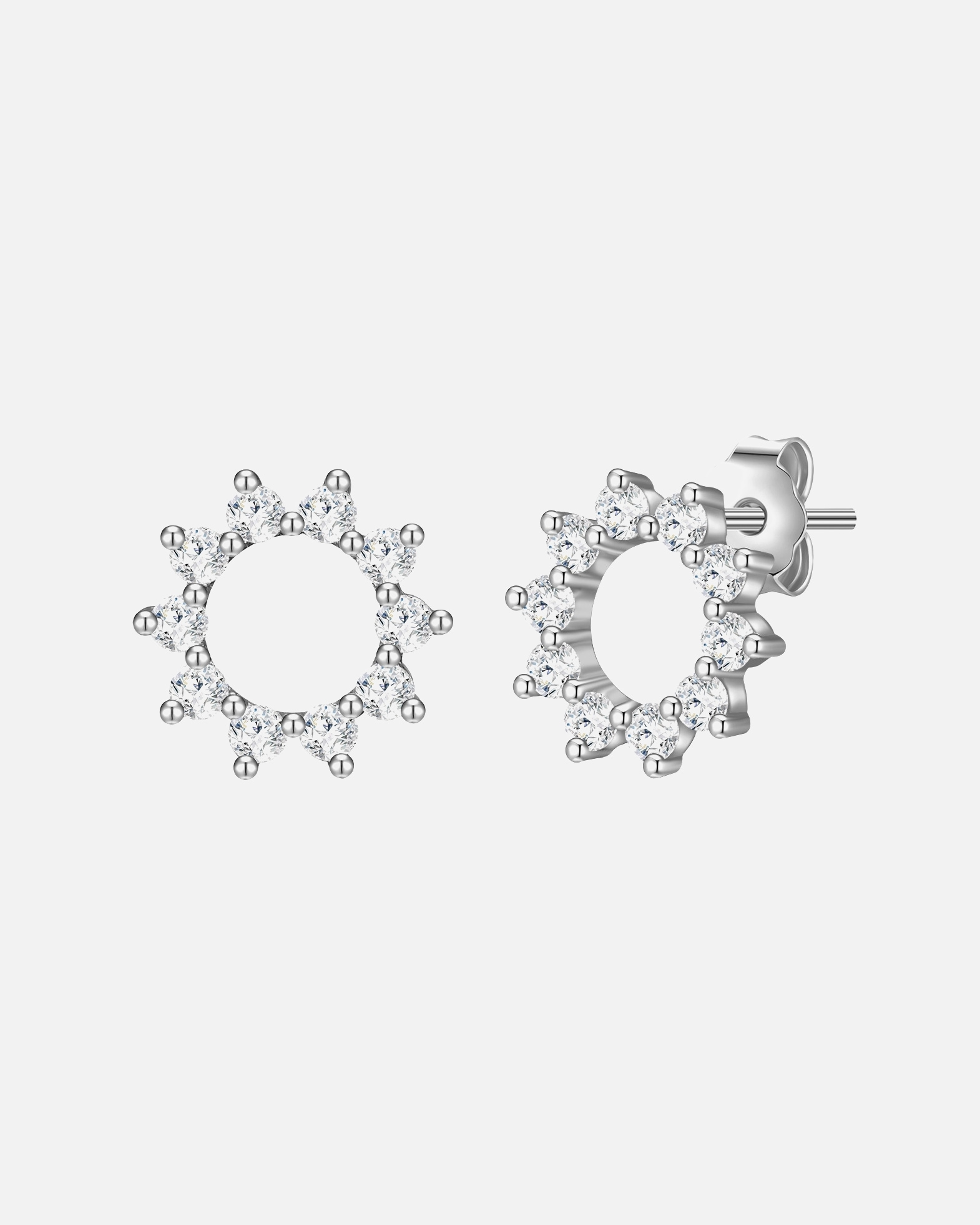 Ohrringe für Weiblich Glanzstücke München Ohrstecker Blume/Kreis Sterling Silber Zirkonia in Silber 1 Stück