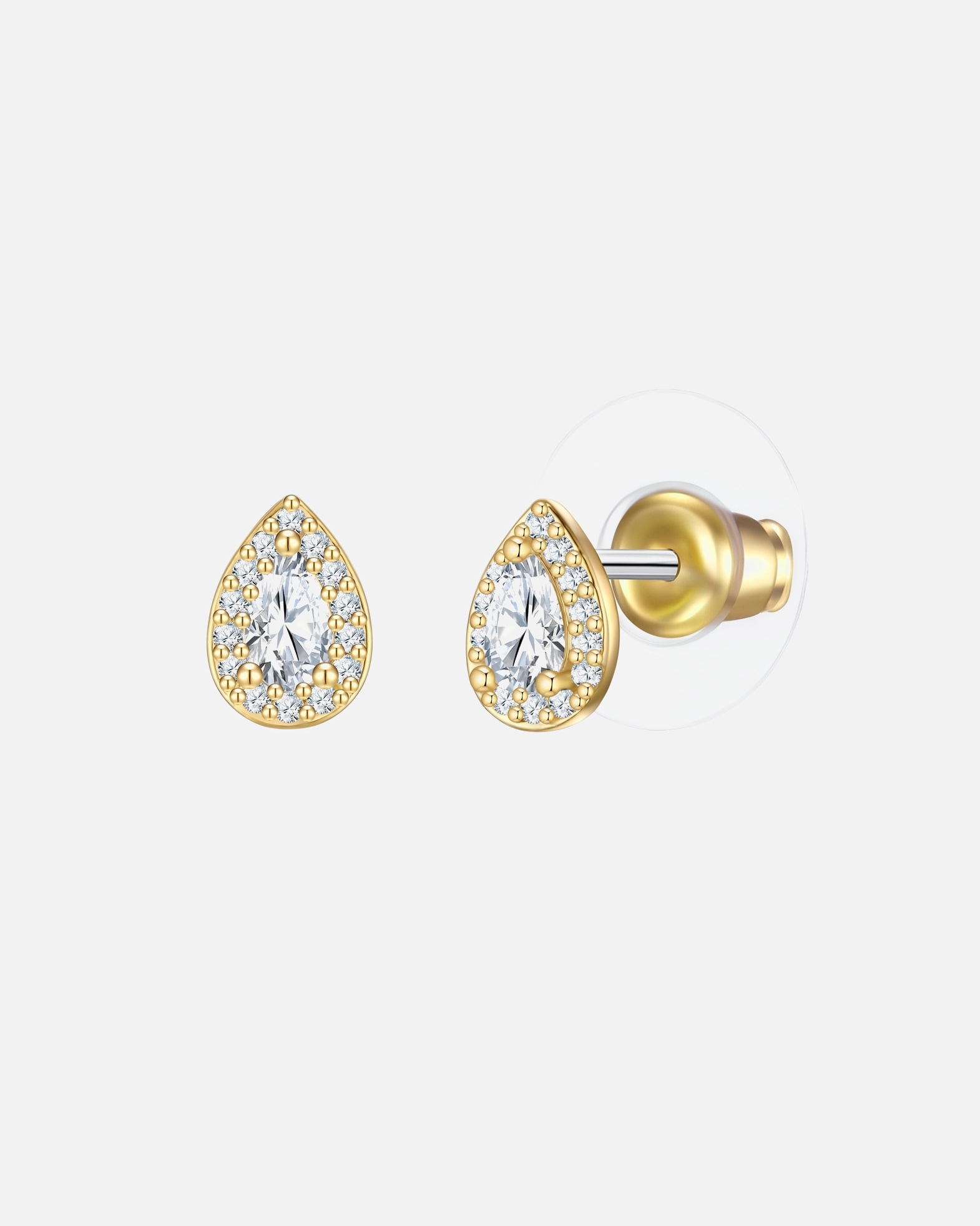 Ohrringe für Weiblich Yokoamii Ohrstecker aus Messing in Gelbgold mit Zirkonia 7,9 mm