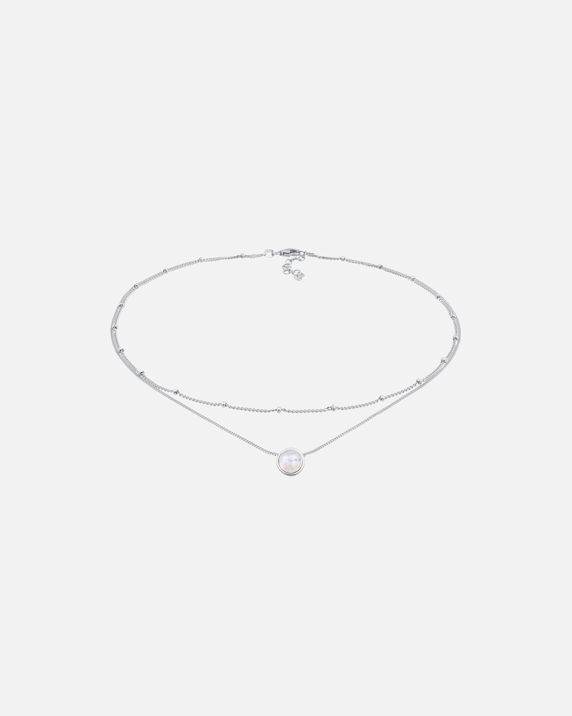 Halskette für Weiblich Elli Choker Layer Mondstein Kugelkette 925 Silber 1 Stück