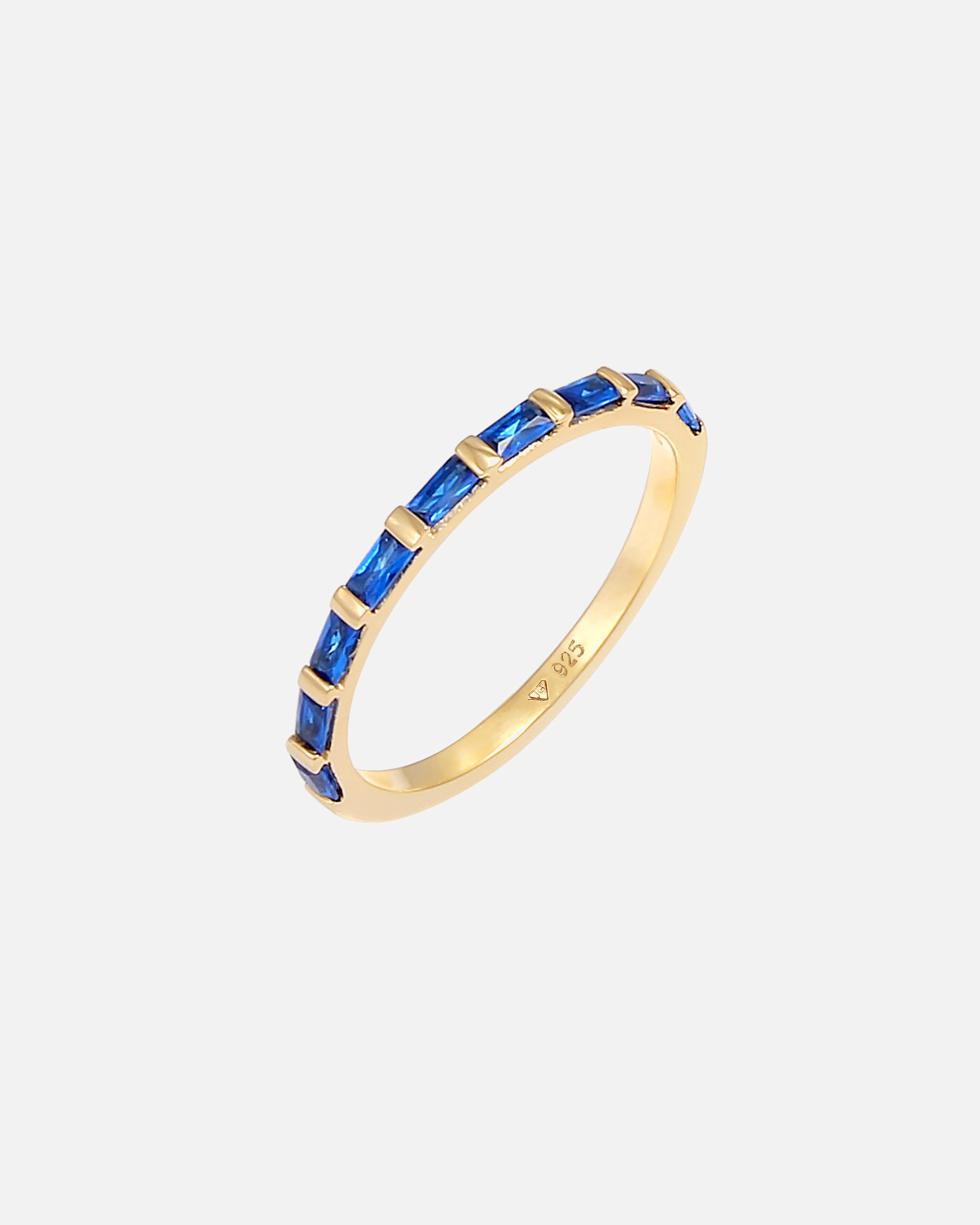 Ring für Weiblich Elli PREMIUM Bandring synthetischer Saphir 925 Silber vergoldet 54