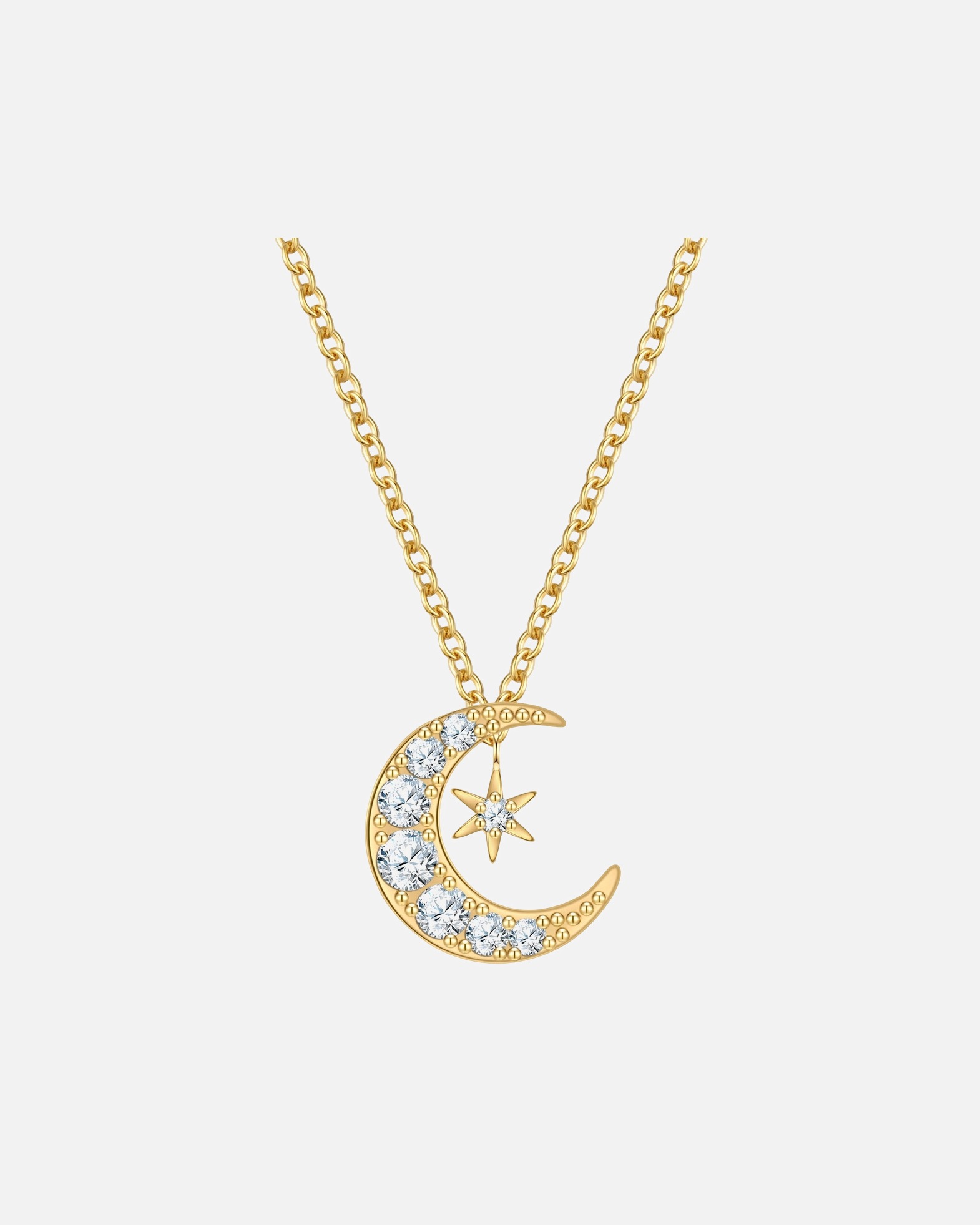 Halskette für Weiblich Rafaela Donata Halskette Mond/Stern aus Sterling Silber in Gelbgold mit Zirkonia 1 Stück