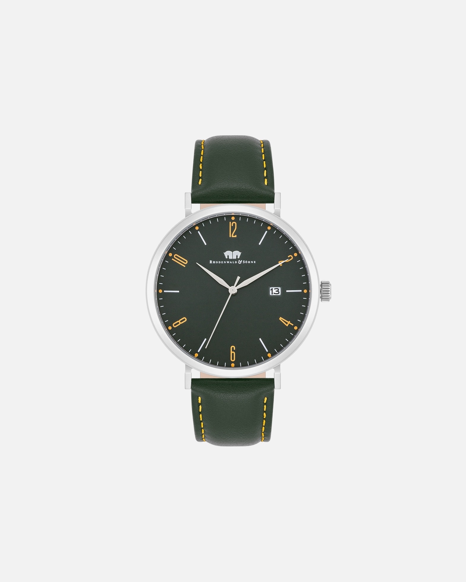 Uhr für Männlich Quarzuhr Arakon II Silber Echtleder in Dunkelgrün 1 Stück