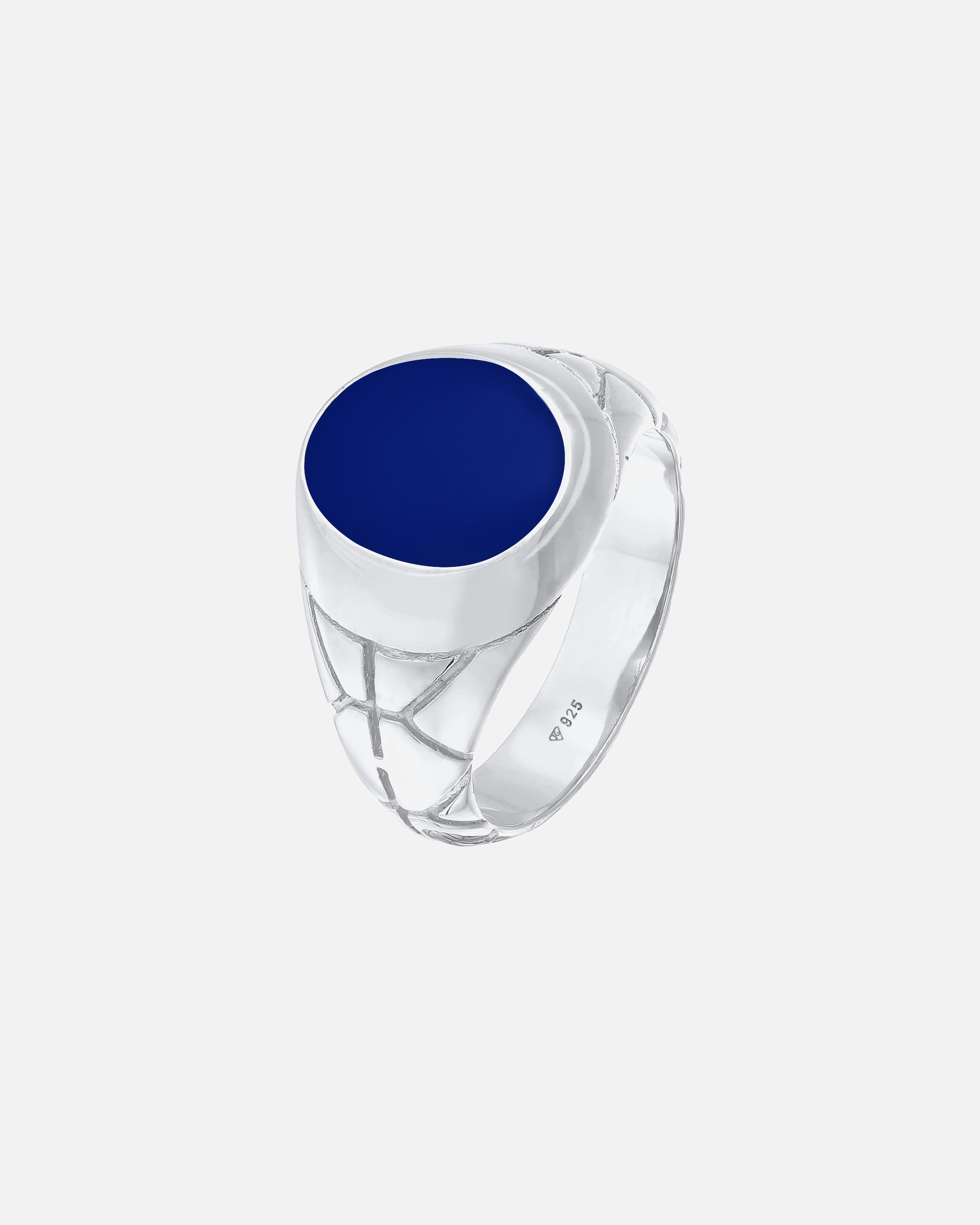 Ring für Männlich KUZZOI Basic Herren Siegelring Oval Emaille 925er Silber 62