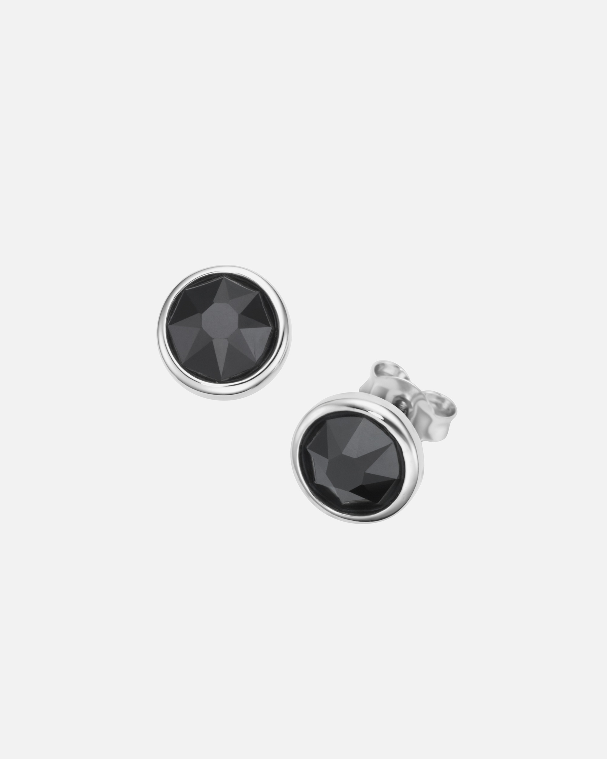 Ohrringe für Männlich Giorgio Martello Milano Ohrstecker mit schwarzen Zirkonia, Silber 925 1 cm