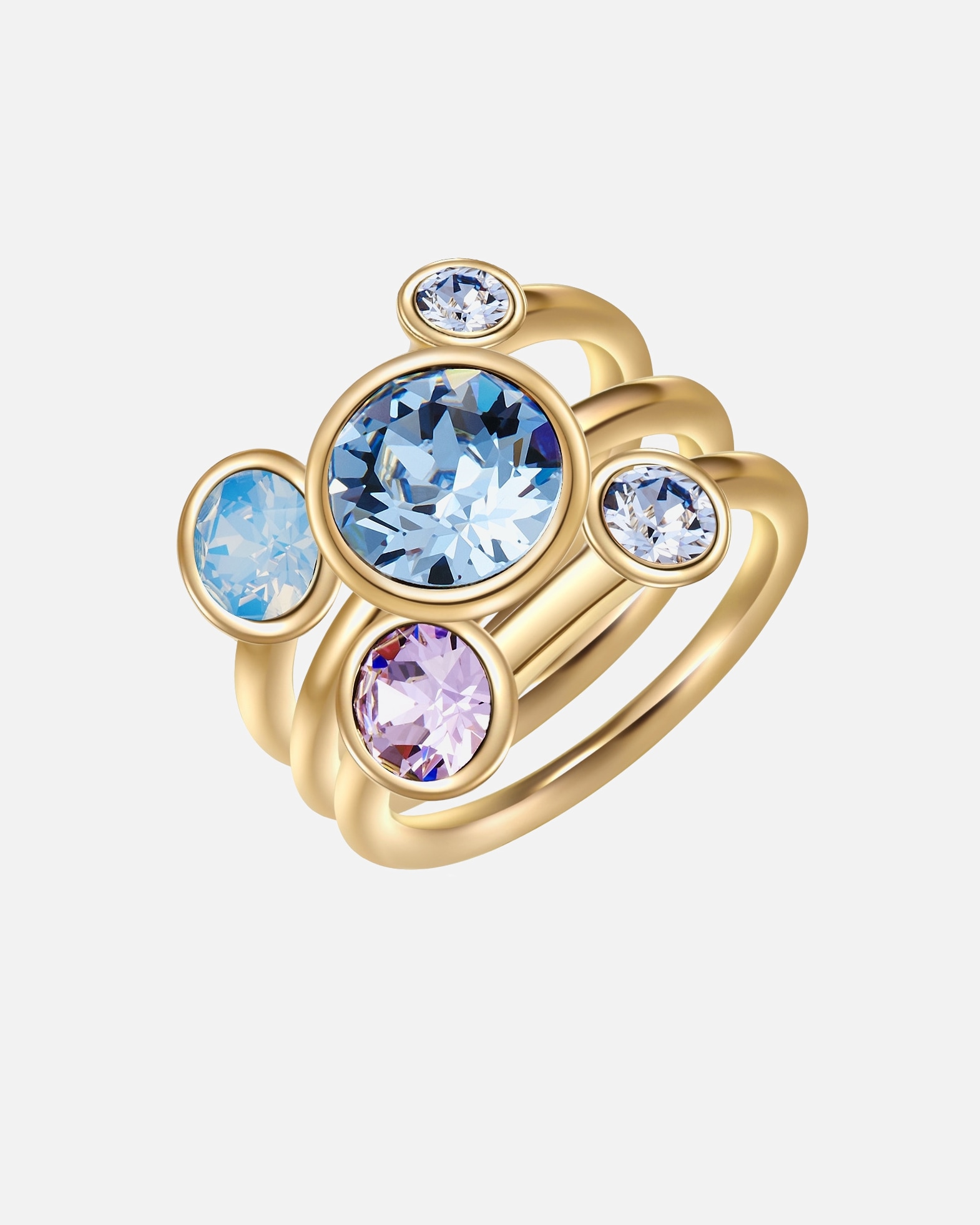 Ring für Weiblich Lulu & Jane Ring Messing verziert mit Kristallen von Swarovski® in Gelbgold 56
