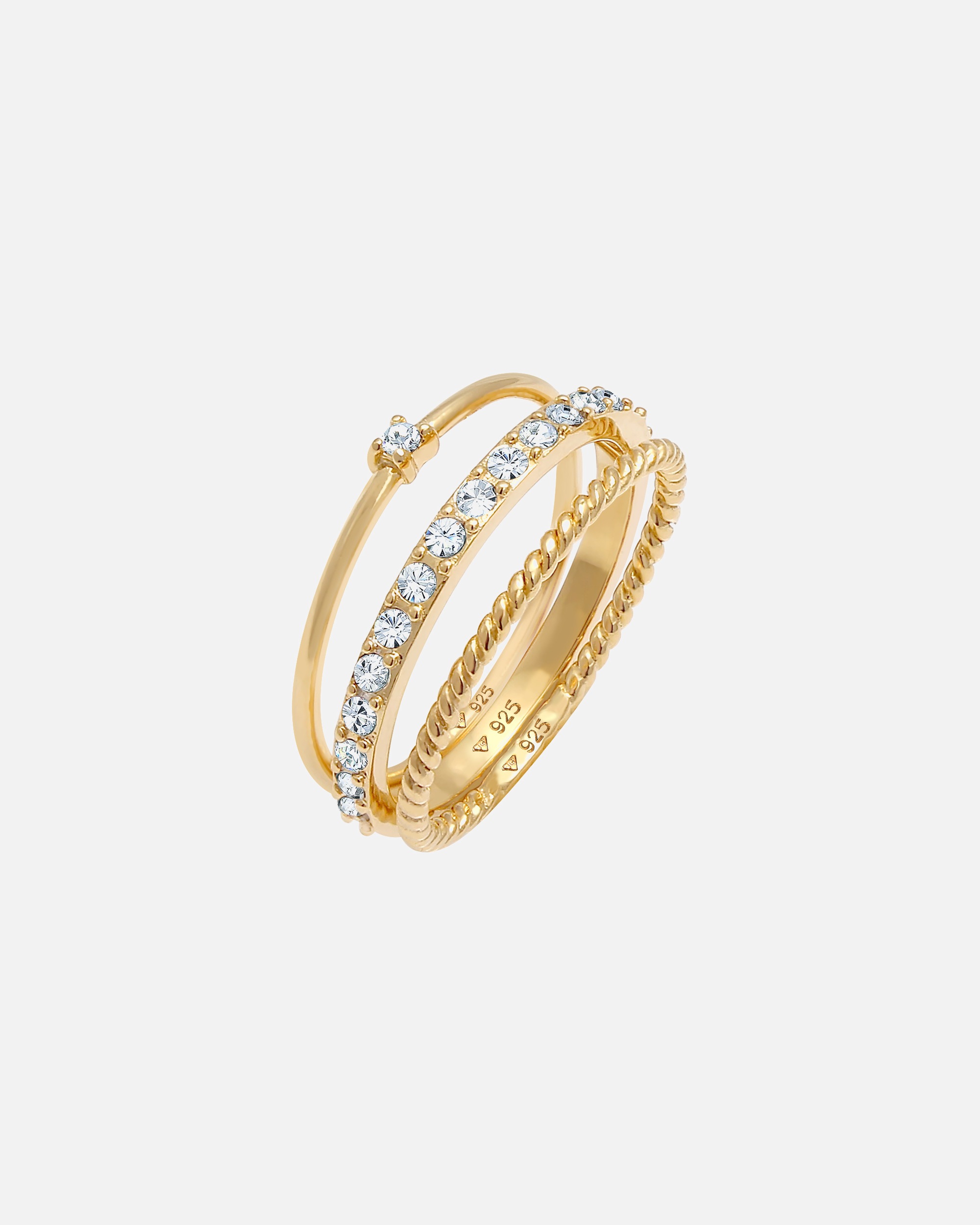 Ring für Weiblich Elli Stapelring 3er Set mit Kristallen von Swarovski® 925 Silber 56