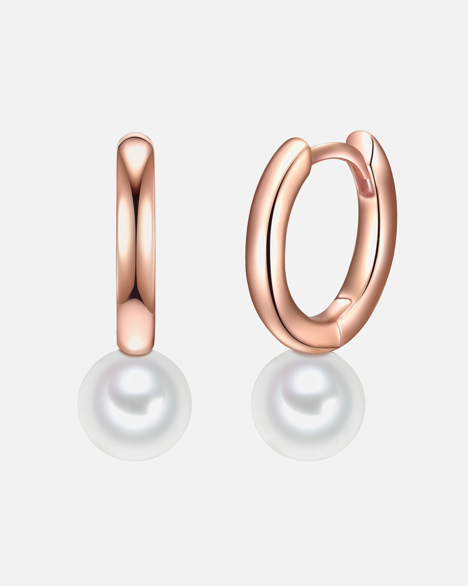 Creolen für Weiblich Valero Pearls Creolen Sterling Silber Süßwasser-Zuchtperle in Roségold 1 Stück