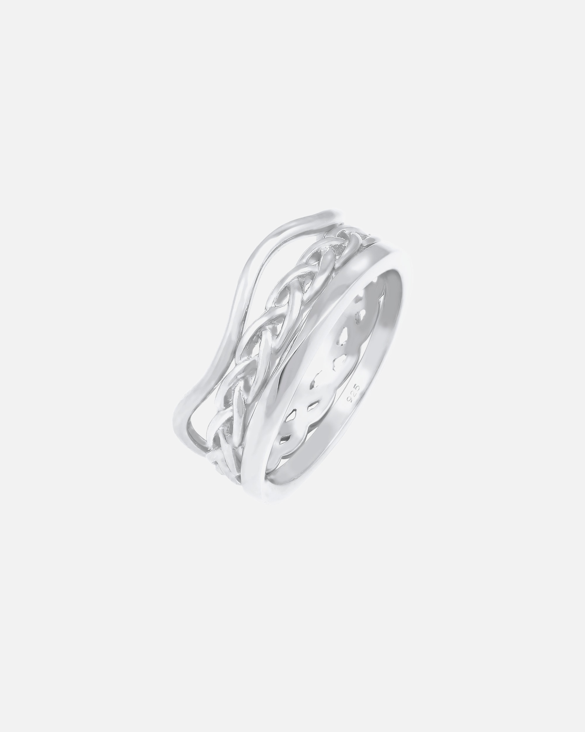 Ring für Weiblich Elli Ringset Wellen Geflochten Verdreht 925 Silber 56