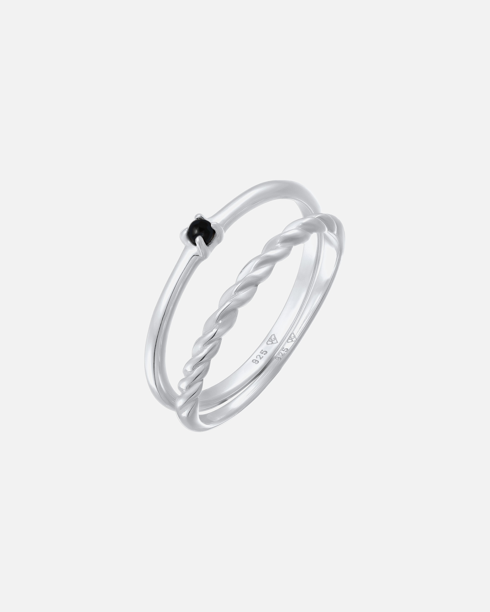 Ring für Weiblich Elli Perle Klassik Gedreht 2er Set 925 Silber 54