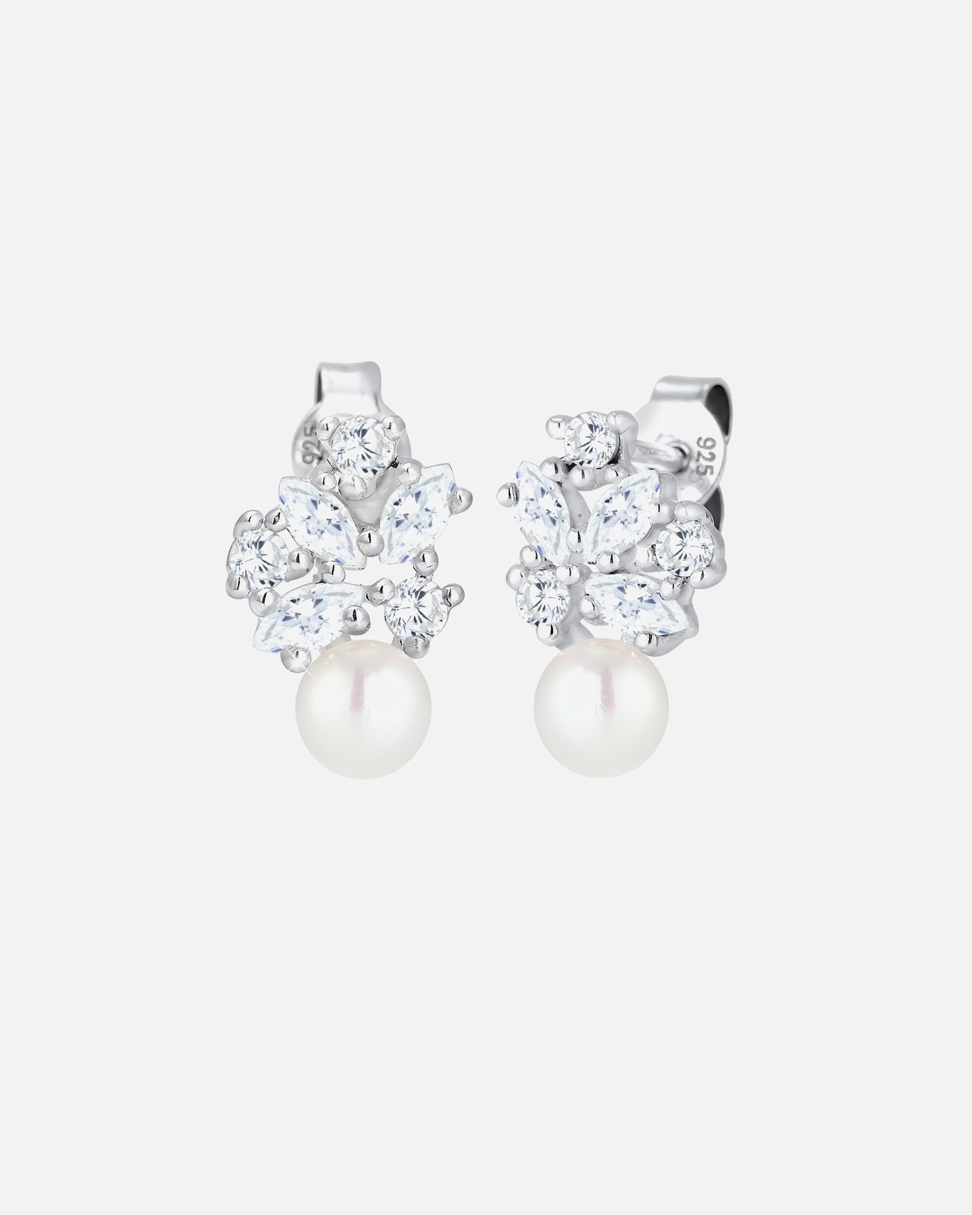 Ohrringe für Weiblich Elli PREMIUM Süßwasserzuchtperle Floral Zirkonia Marquise 925 Silber 1 Stück