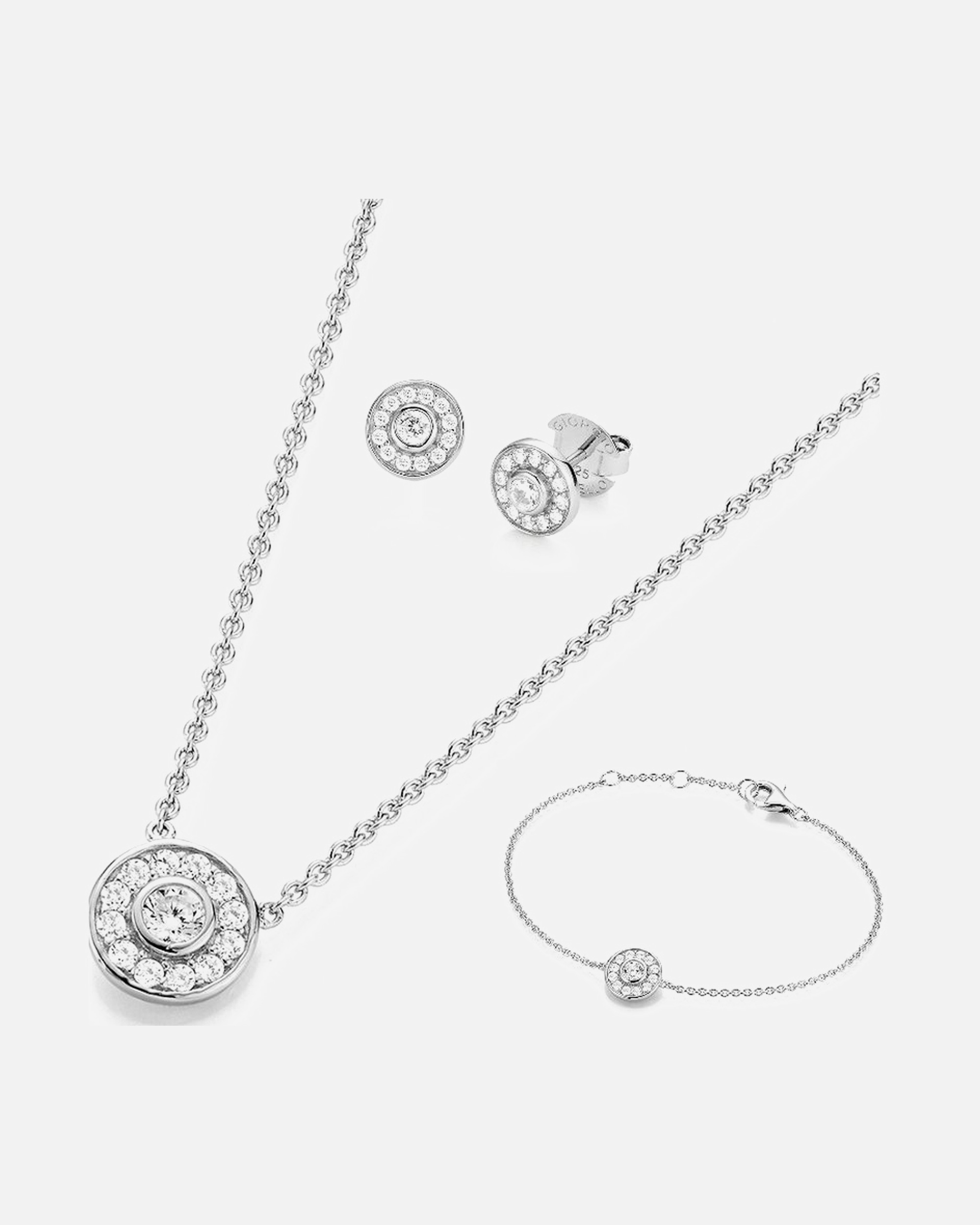 Halskette für Weiblich Giorgio Martello Milano Kette 3-teiliges Zirkonia Schmuckset, Silber 925 Onesize