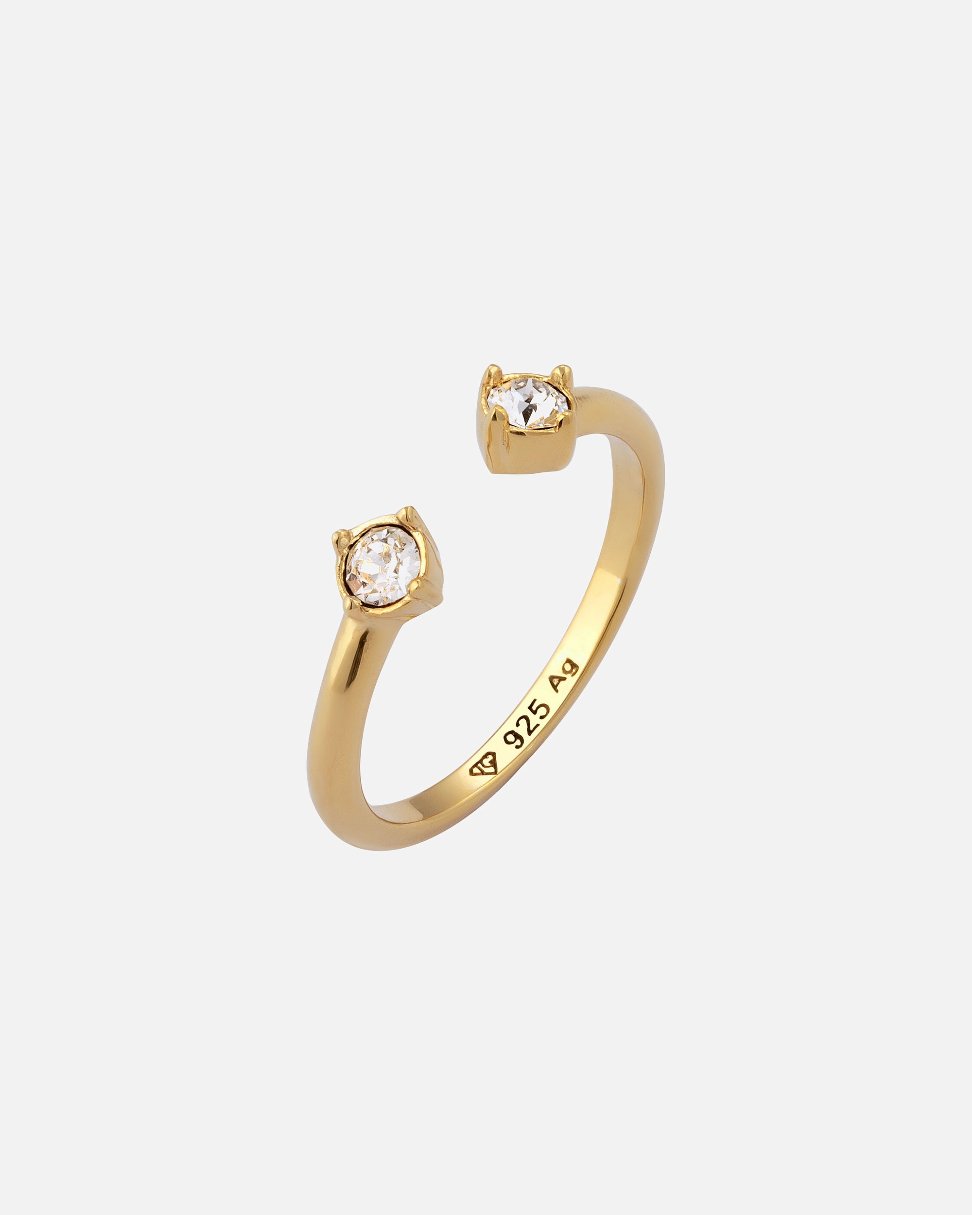 Ring für Weiblich Elli Offen Gestaltet mit Weiß 925 Sterling Silber vergoldet, mit Kristallen von Swarovski® 52