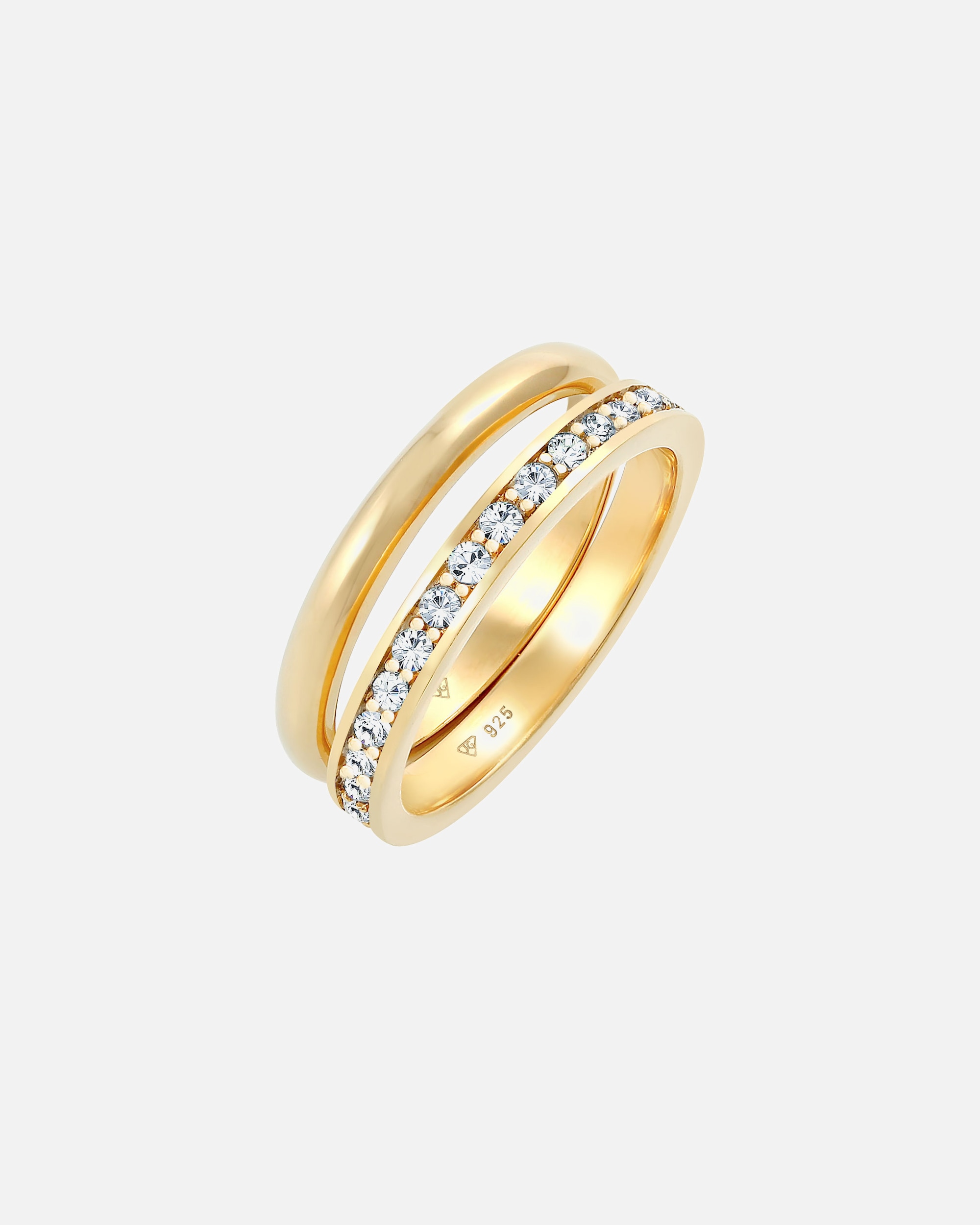 Ring für Weiblich Elli Memoire Bandring Basic 2er Set 925 Sterling Silber, mit Kristallen von Swarovski® 52