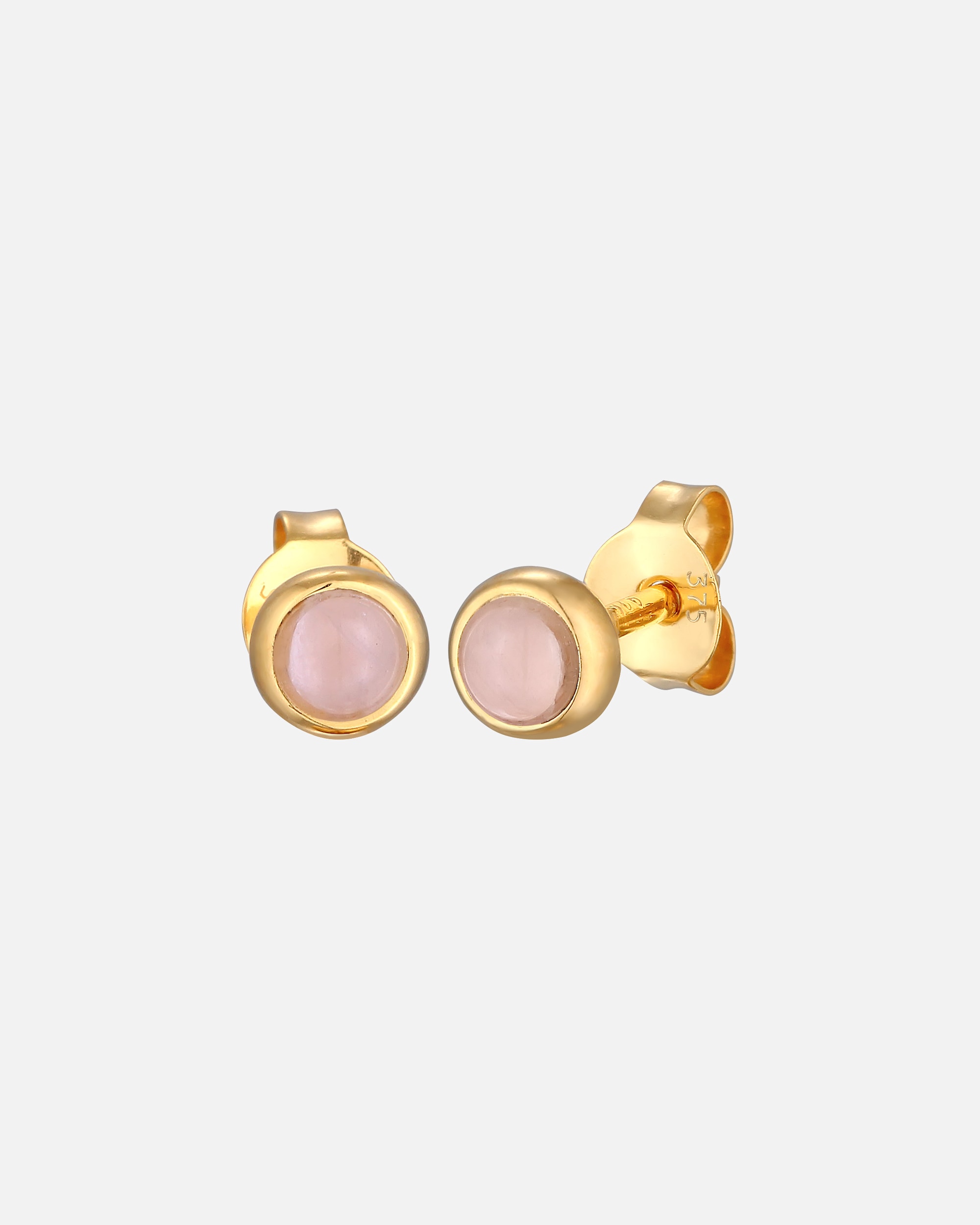 Ohrringe für Weiblich Elli PREMIUM Rosa Quarz Solitär Edelstein 375 Gelbgold 1 Stück