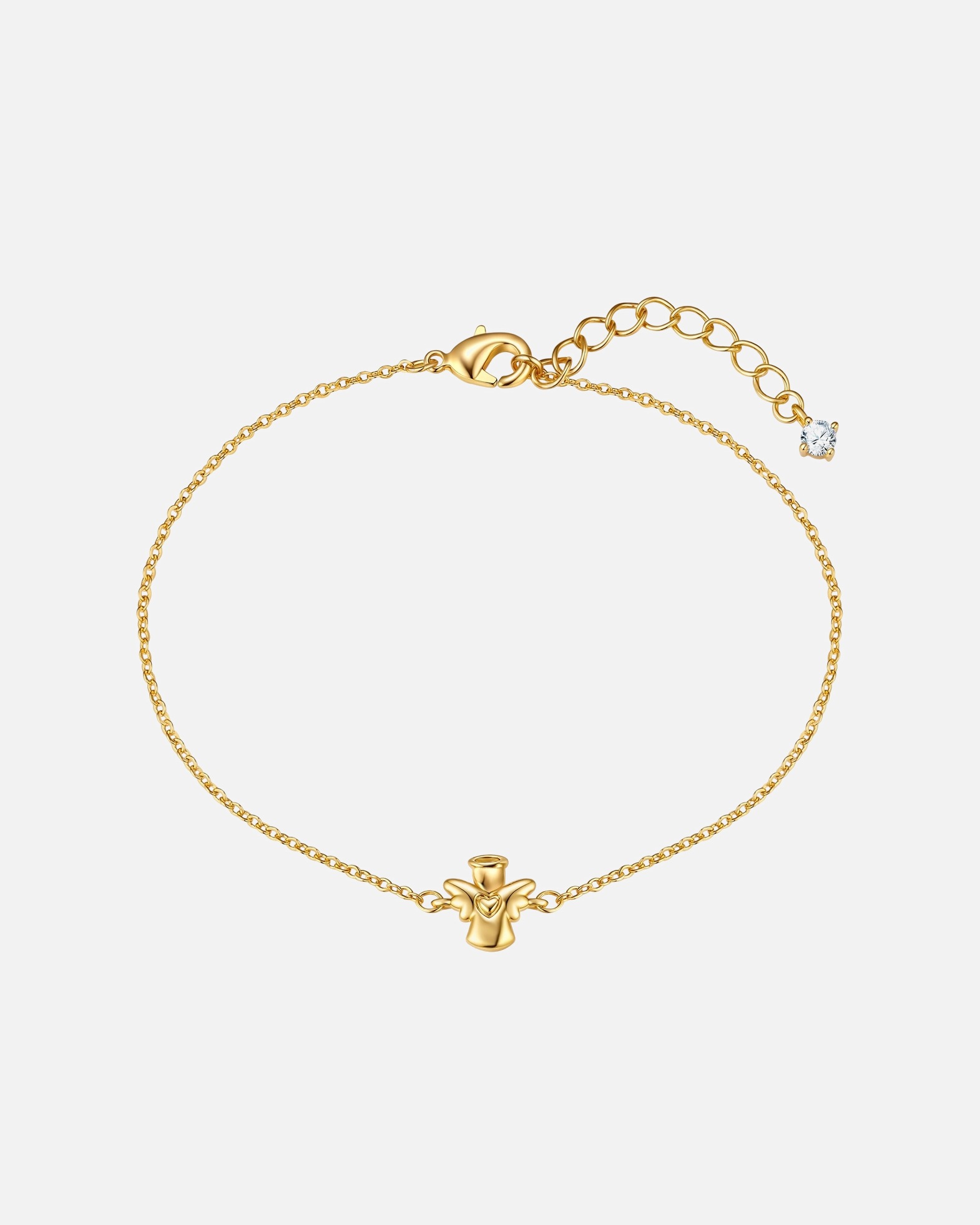 Armband für Weiblich Armband Engel aus Messing in gelbgold mit Zirkonia 17,0 cm Basislänge + 3,0 cm Verlängerung