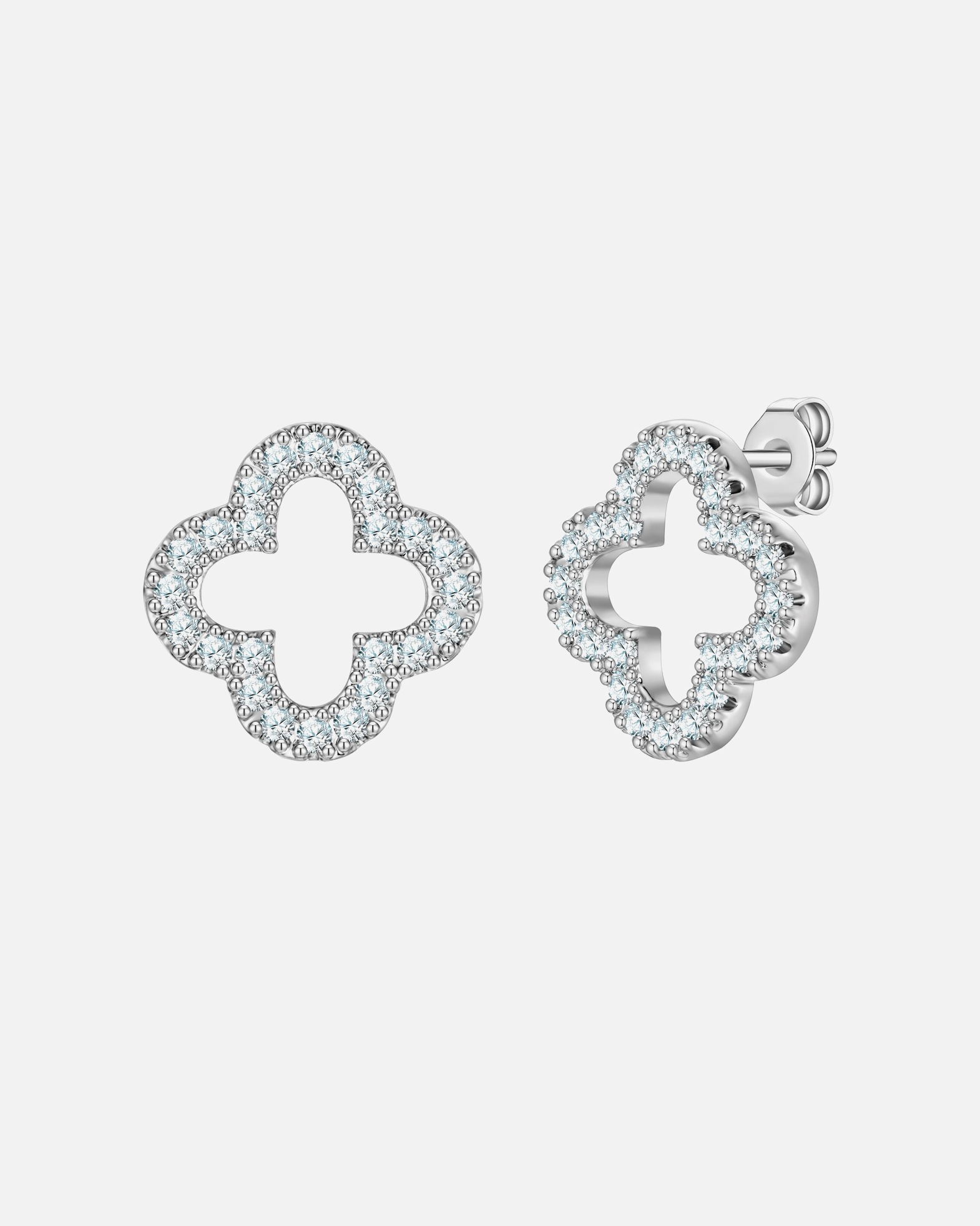 Ohrringe für Weiblich Ohrstecker aus Messing in silber mit Zirkonia 10,6 mm